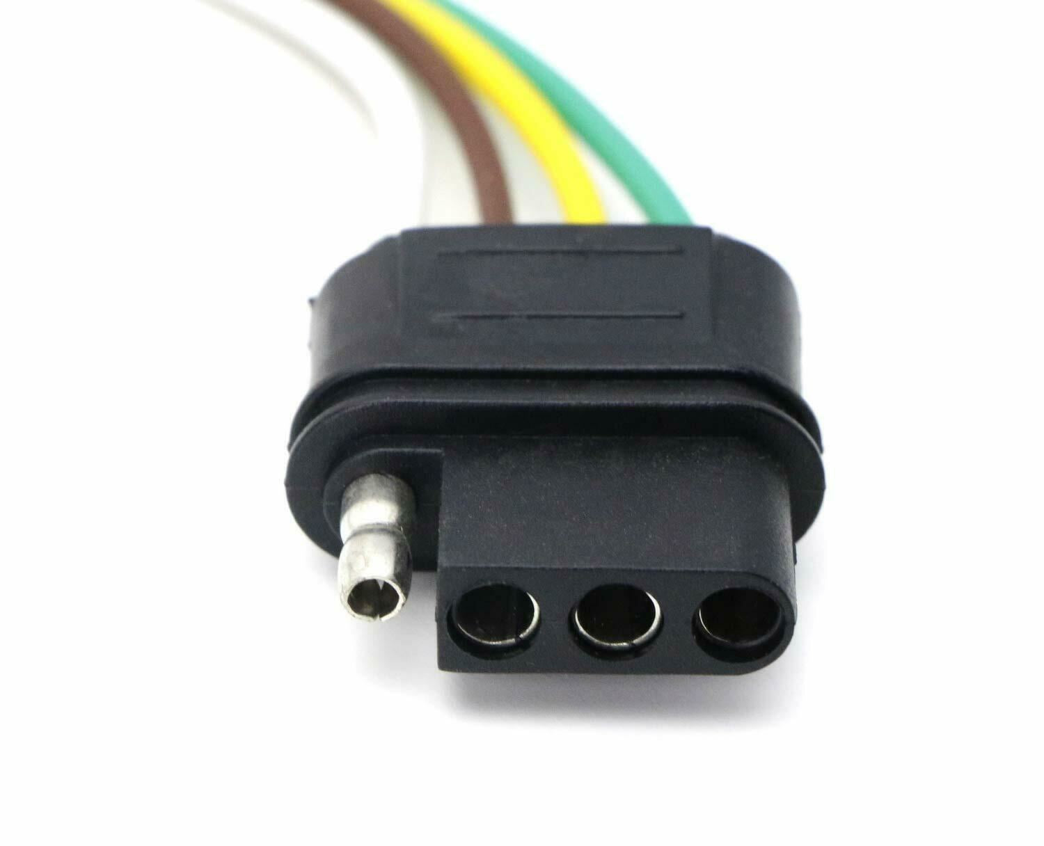4 Way Flat Y Splitter Dual Plug Adapter for LED Tailgate Light Bar & Trailer Wiring - Heavy Duty 12V Connector for Truck, RV, Boat & Off-Road Vehicles