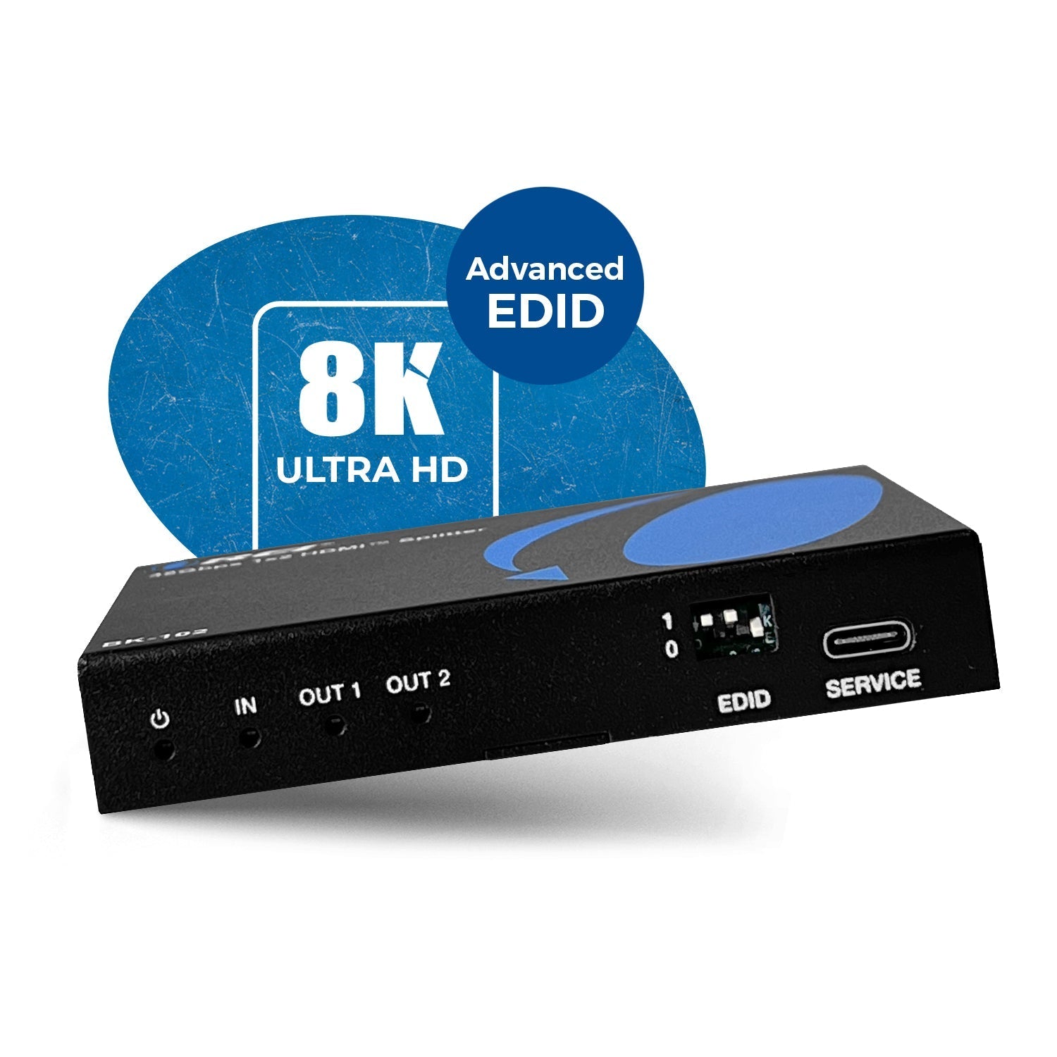 1x2 HDMI Splitter with Audio Out - 8K UltraHD 1 Input 2 Output EDID (BK 102) for Home Theater & Multi-Screen Gaming Setup