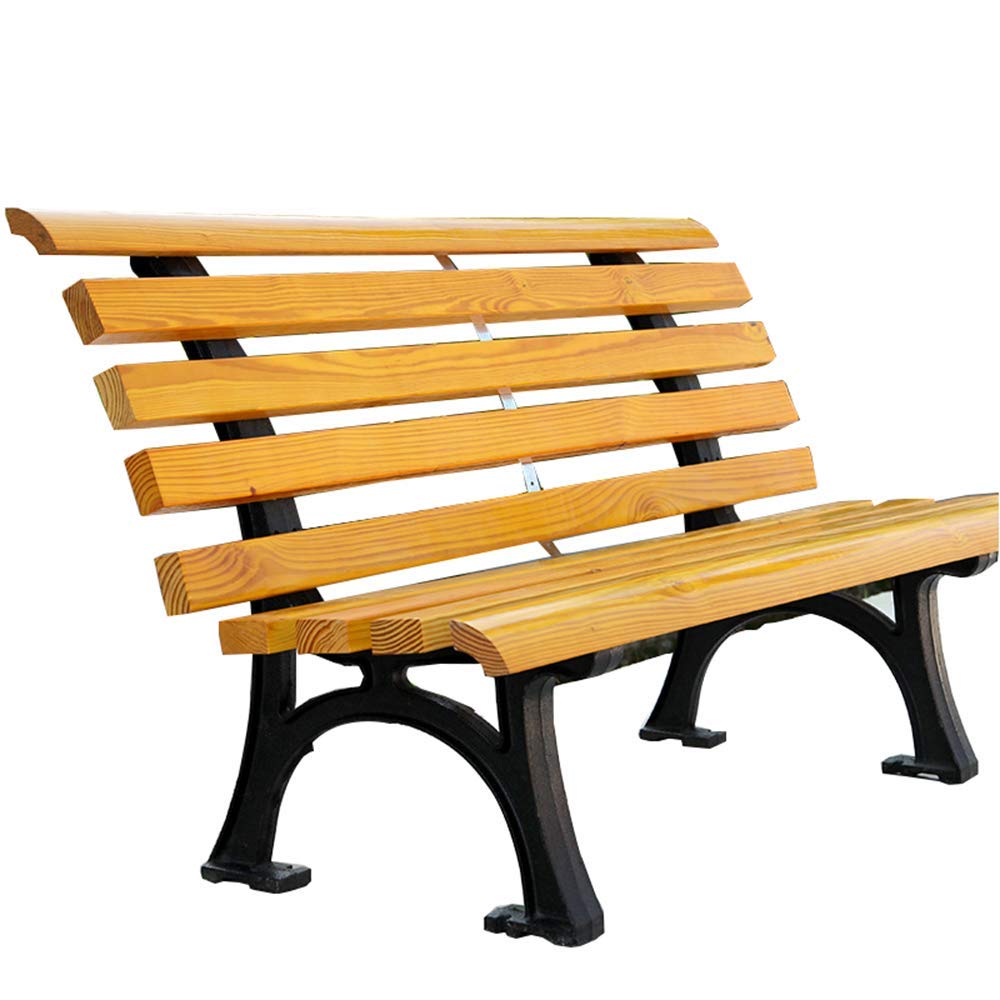**Outdoor Solid Wood Park Bench with Cast Iron Base & Backrest - 59 Inch Durable Garden Bench for Patio, Porch, Yard, and Terrace - Perfect for Relaxing in Gardens, Parks, and Outdoor Spaces**
