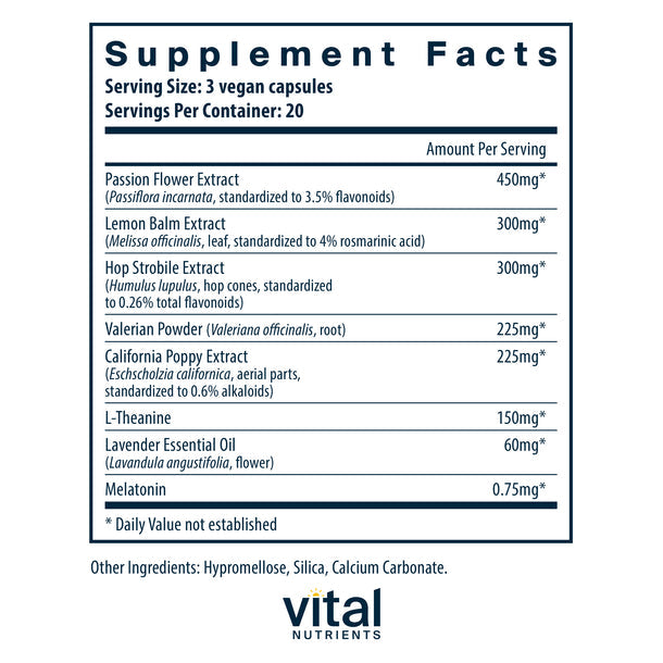 Vital Nutrients Sleep Aid Supplement - Natural Melatonin & Herbal Blend for Better Sleep, Insomnia Relief & Relaxation - Perfect for Nighttime Use, Travel & Stressful Days