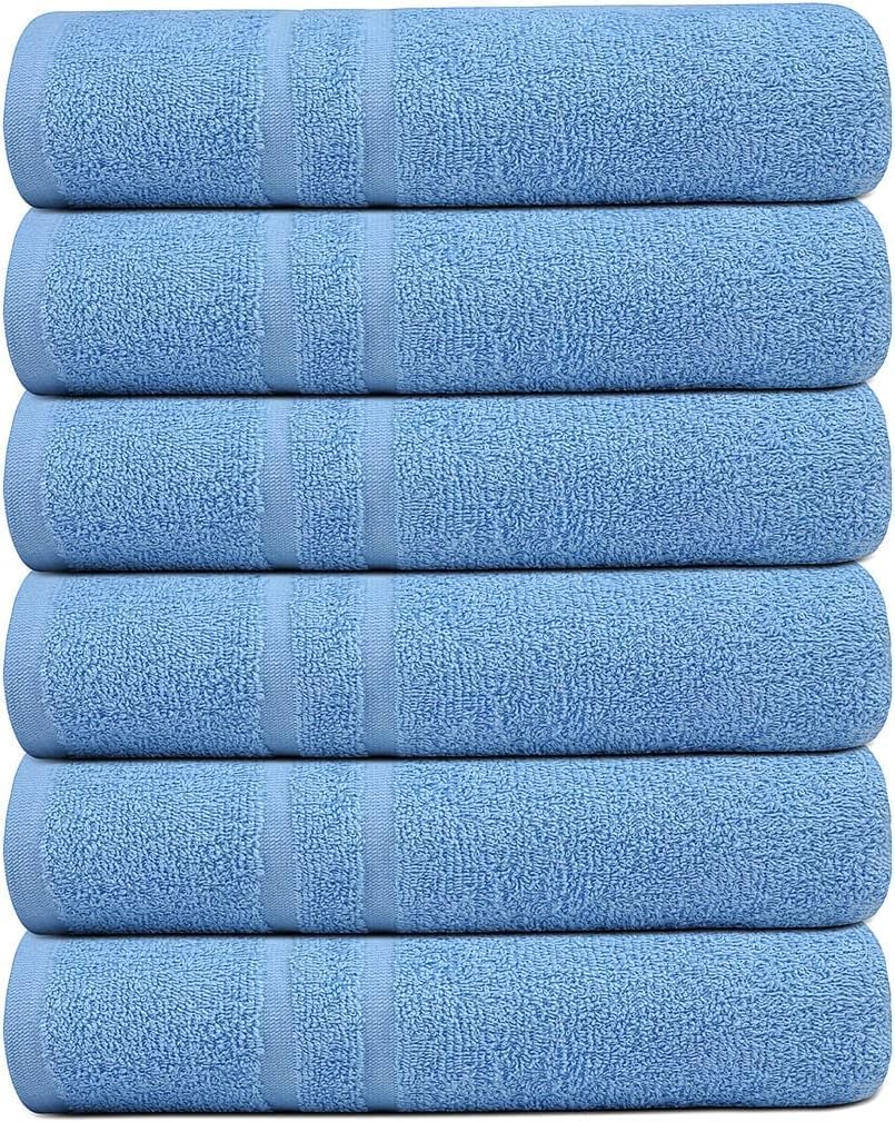 Premium 100% Cotton Bath Towel Set - 6 Pack (24