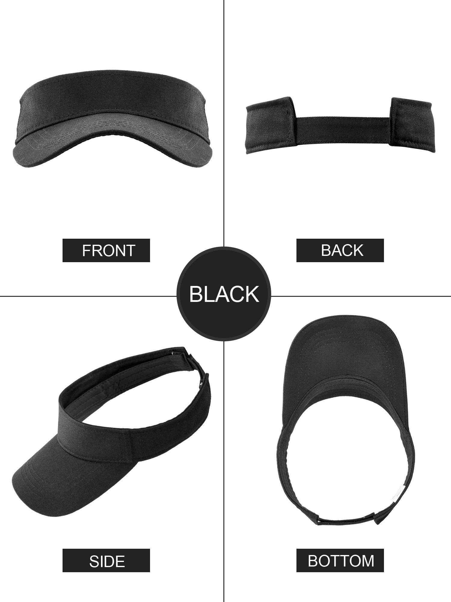 3 Pack Adjustable Sun Visor Hats for Men & Women - UV Protection Sports Cap in Black, White, Gray - Perfect for Running, Golf, Tennis & Outdoor Activities