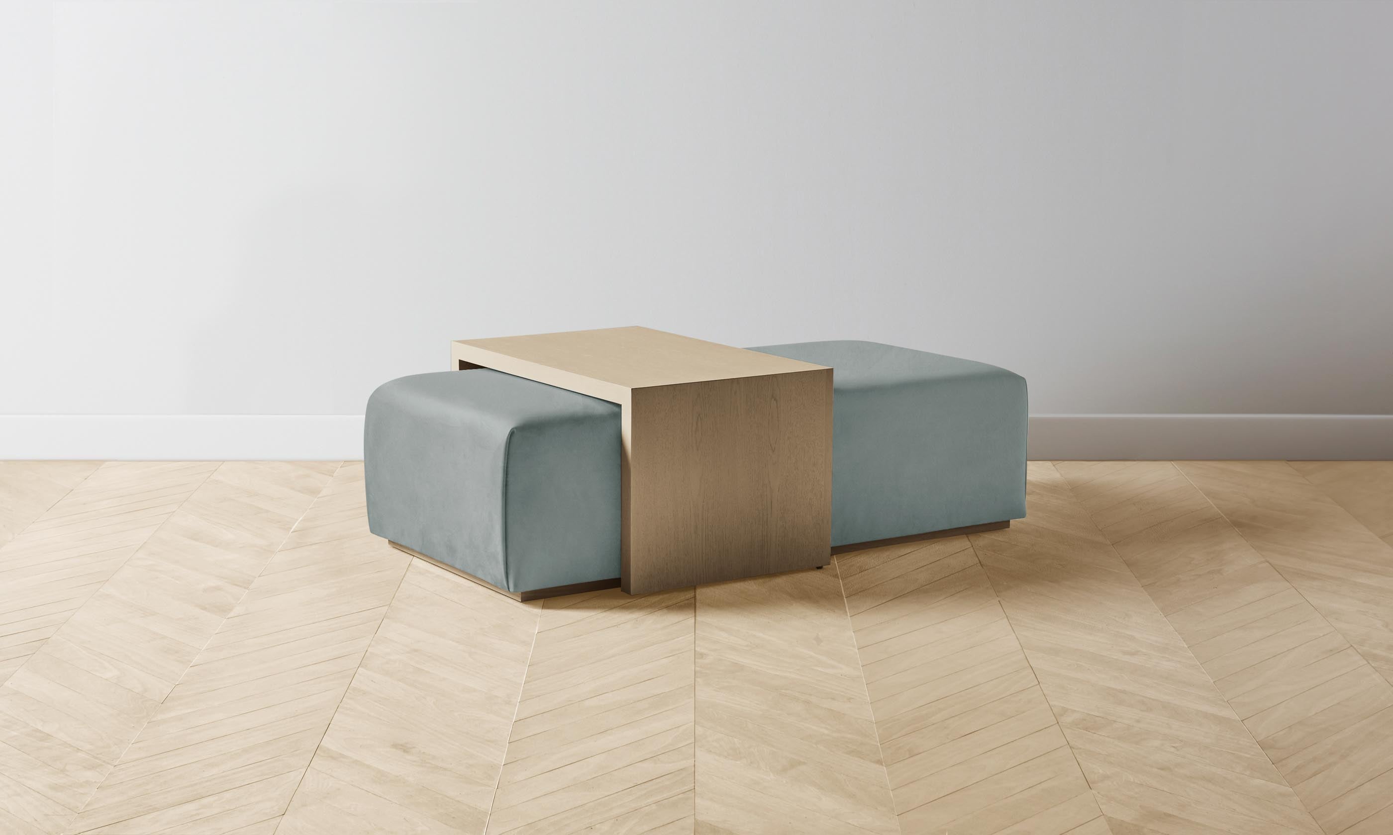 The Bowery Ottoman - Premium Nubuck Leather Tide - Perfect for Living Room, Bedroom & Office Decor