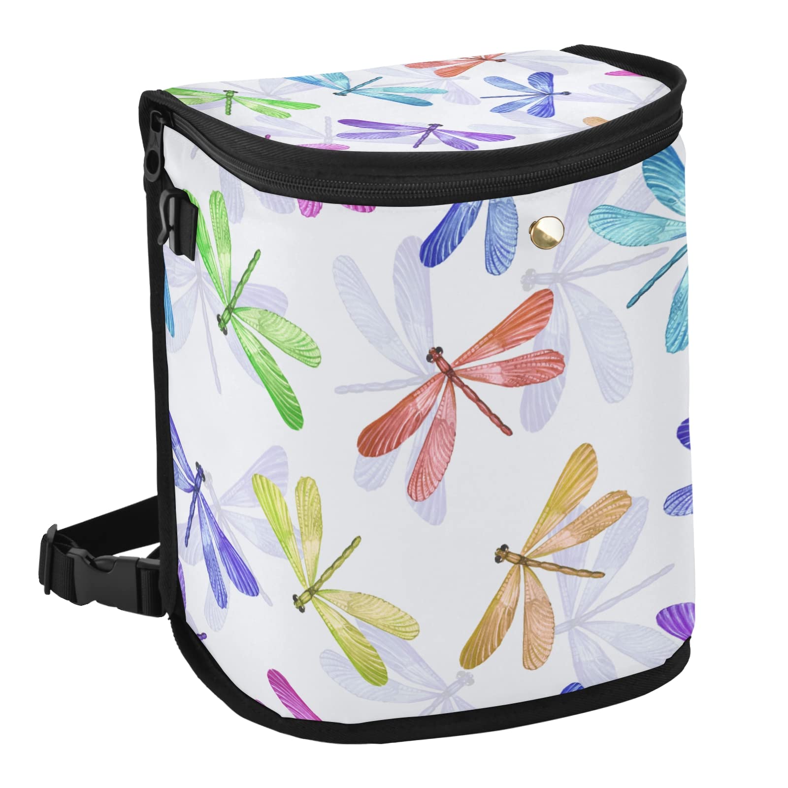 J JOYSAY Colorful Dragonfly Collapsible Car Trash Can - Leakproof Hanging Car Garbage Bag for Travel, Road Trips & Daily Commute - Portable Vehicle Trash Bin for Drivers & Passengers (Large Capacity)