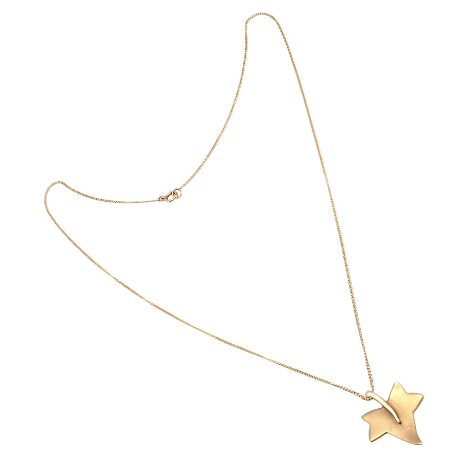 Authentic Tiffany & Co Cummings 18k Yellow Gold Leaf Pendant Necklace Vintage 1980 - Elegant Jewelry Gift for Women, Perfect for Anniversaries & Special Occasions