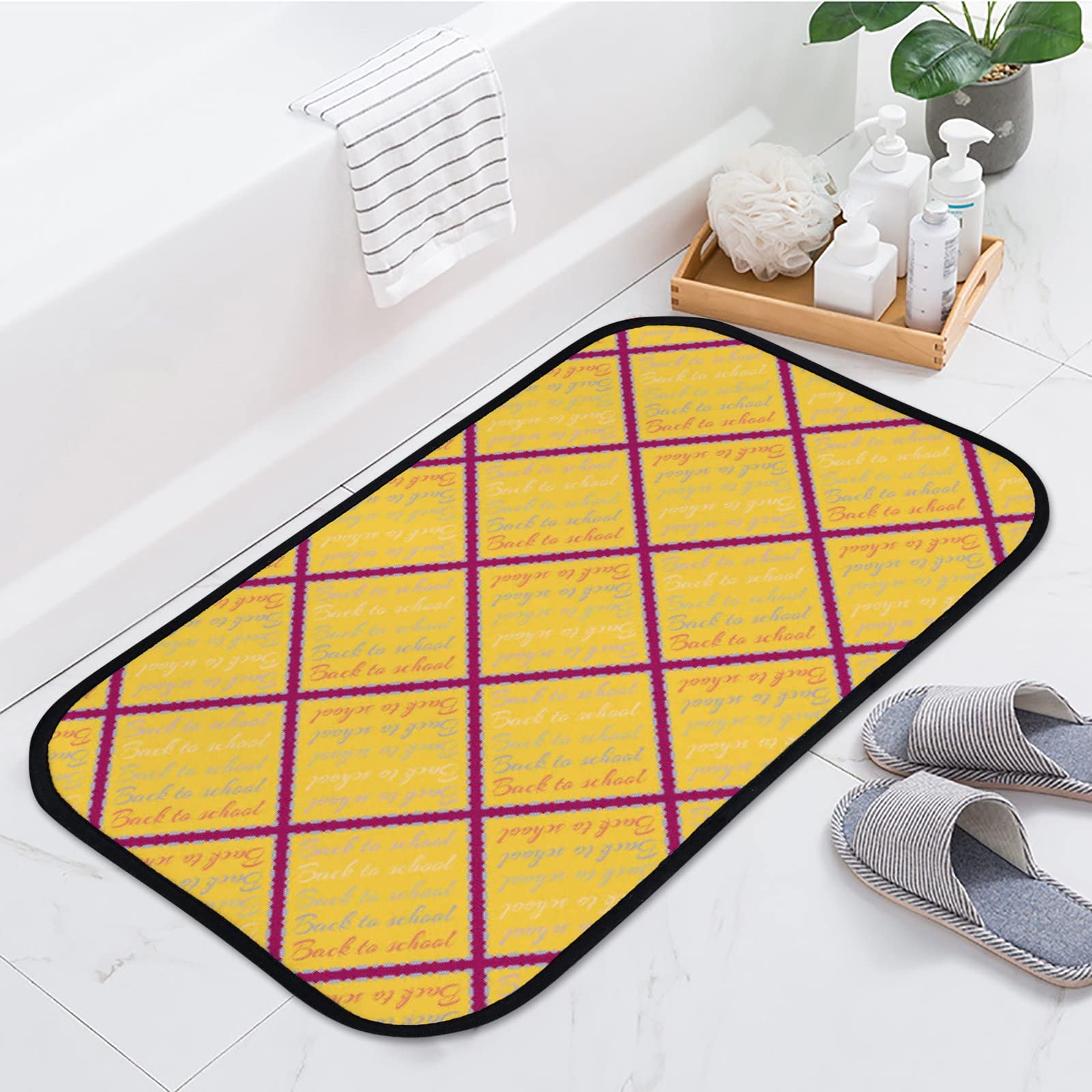 Soft Non-Slip Washable Foam Area Rugs - Diamond Lattice Pattern Kitchen & Bathroom Rug - 23.6x15.7 Inch Indoor/Outdoor Floor Mat for Home Decor - Perfect for Kitchen, Bathroom, Living Room, and Entryway