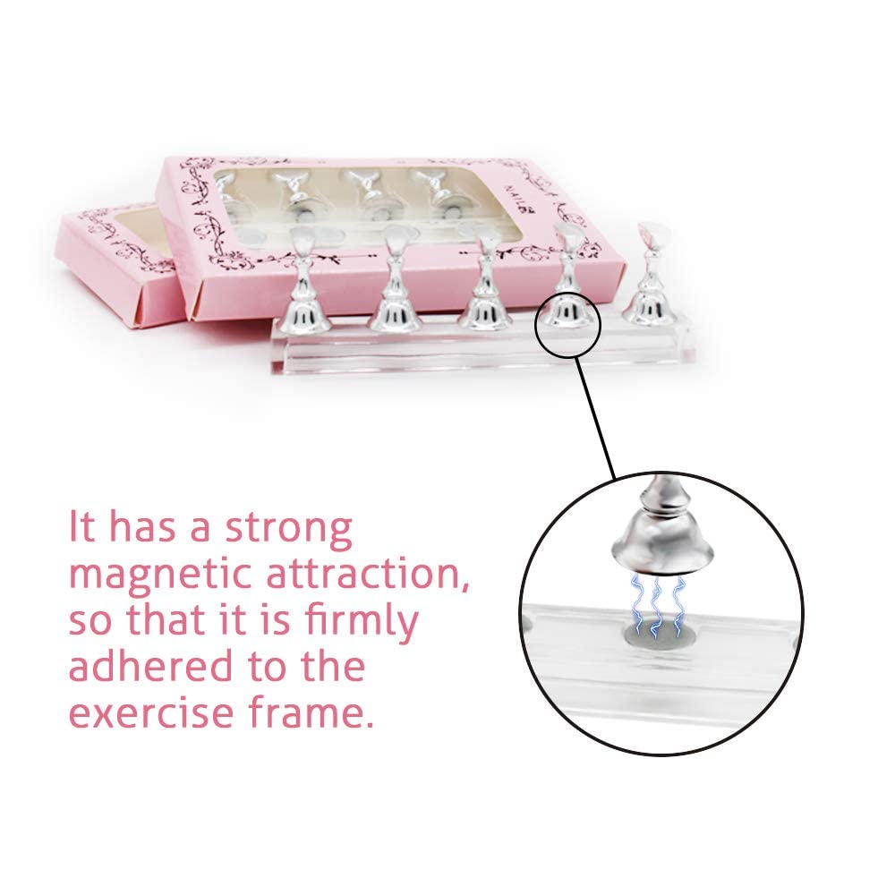 Professional Magnetic Acrylic Nail Display Stand - Nail Tip Practice Holder for DIY Nail Art, False Nail Manicure & Painting (Silver) | Perfect for Salon, Home Practice & Nail Art Enthusiasts