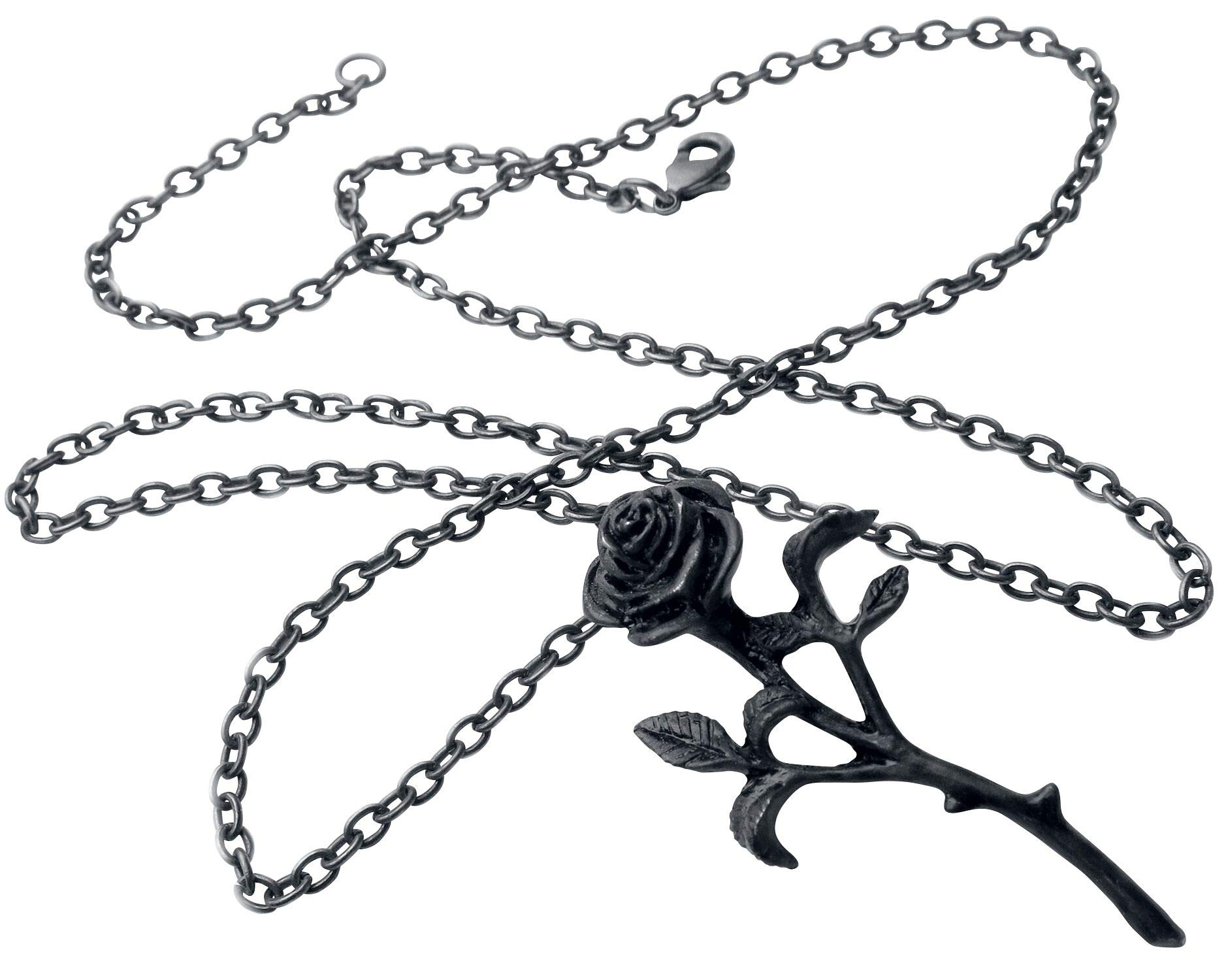 Alchemy Gothic Black Rose Pendant Necklace - Romantic Victorian Jewelry for Women, Perfect for Halloween Costume, Steampunk Fashion & Gothic Wedding Accessories