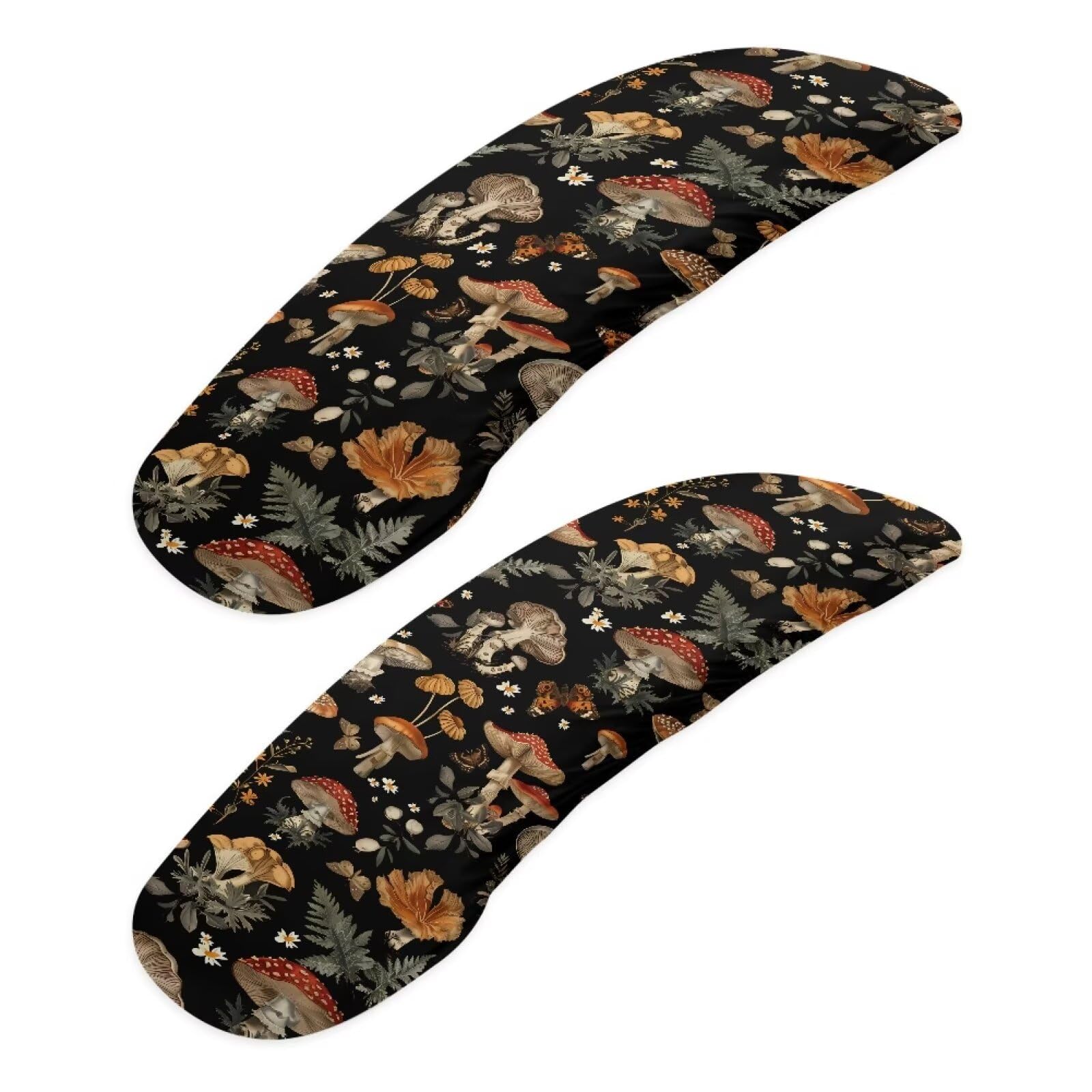 Stretchy Washable Mushroom Print Office Chair Armrest Covers - 2 Pack Comfortable Slipcovers for Rotating Chairs | Perfect for Home Office, Gaming & Workspace Ergonomics