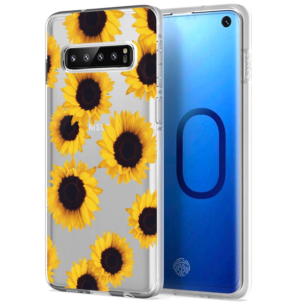 **Samsung Galaxy S10 Case - Clear Shockproof TPU Protective Phone Cover for Women & Girls, Soft Transparent Case for Galaxy S10 6.1 Inch (Sunflower Design) - Perfect for Everyday Use, Work & Travel**