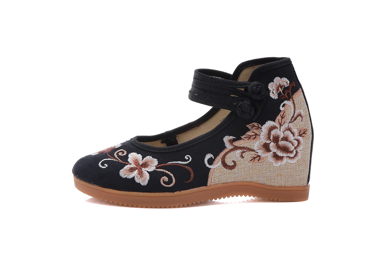 Comfortable Embroidered Canvas Loafers - Round Toe Chinese Style Mary Jane Shoes for Women | Casual Slip-Ons for Everyday Wear, Office & Traditional Occasions