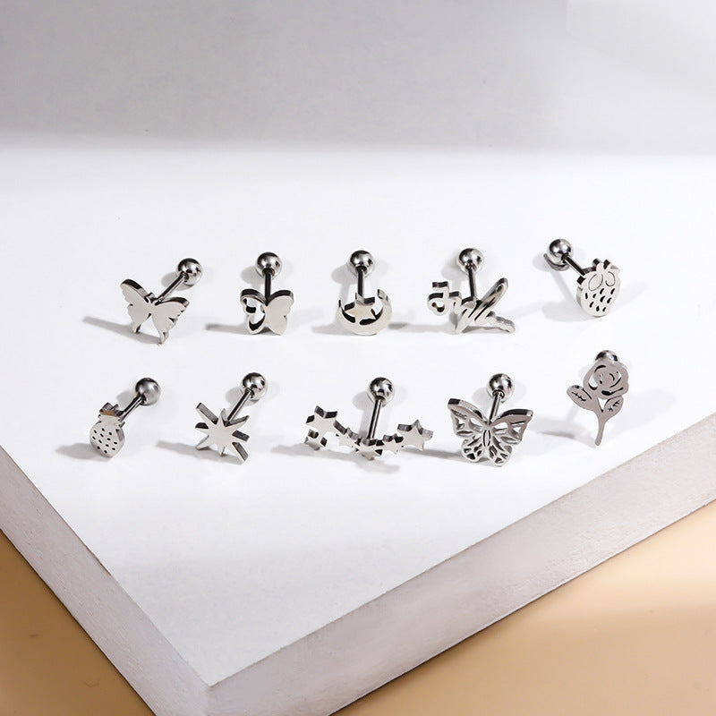 20G Surgical Steel Cartilage Earrings - Butterfly Ball Back Barbell Earrings for Tragus, Helix & Piercings | Hypoallergenic Body Jewelry for Women & Men | Perfect for Daily Wear & Special Occasions