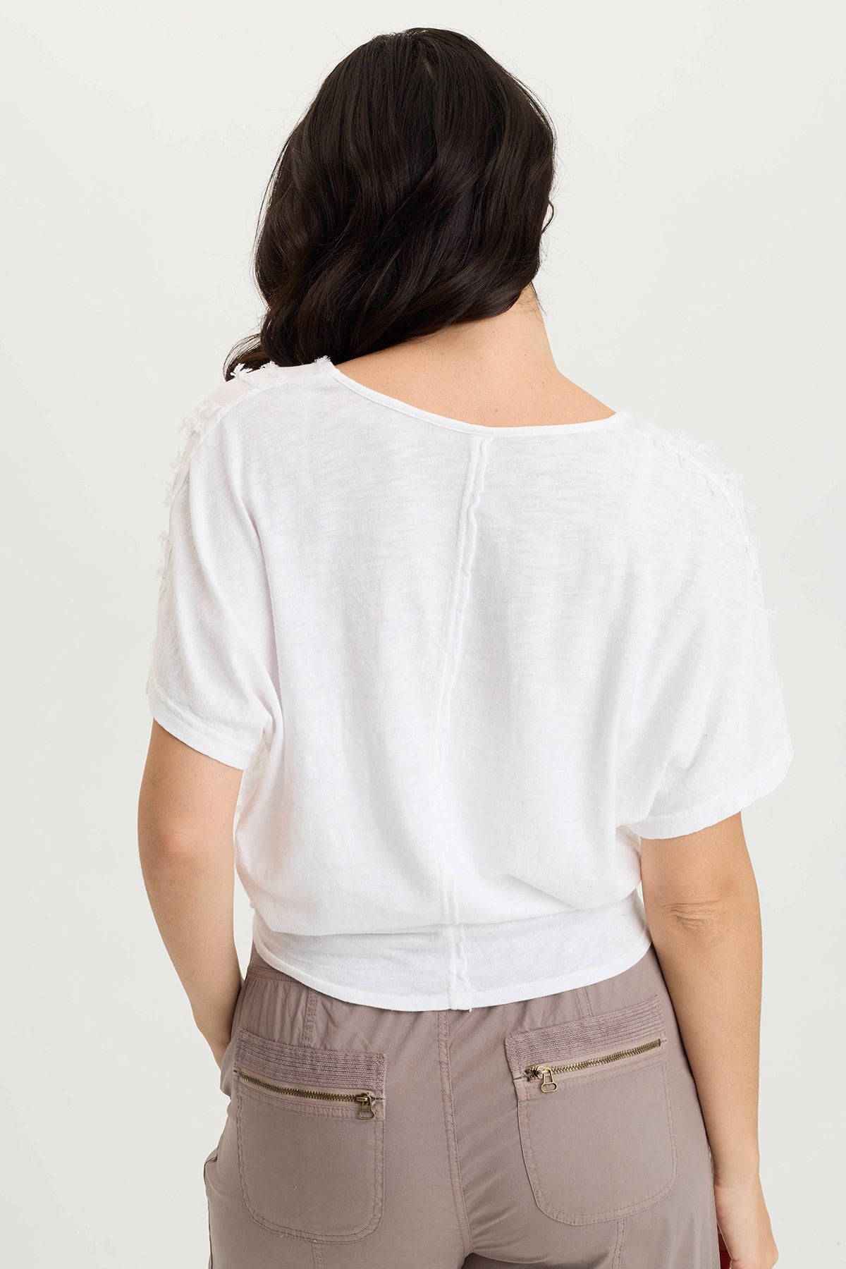 Curine Striped Voile & Jersey Knotted V-Neck Top for Women | Casual Summer Blouse for Beach, Party & Everyday Wear