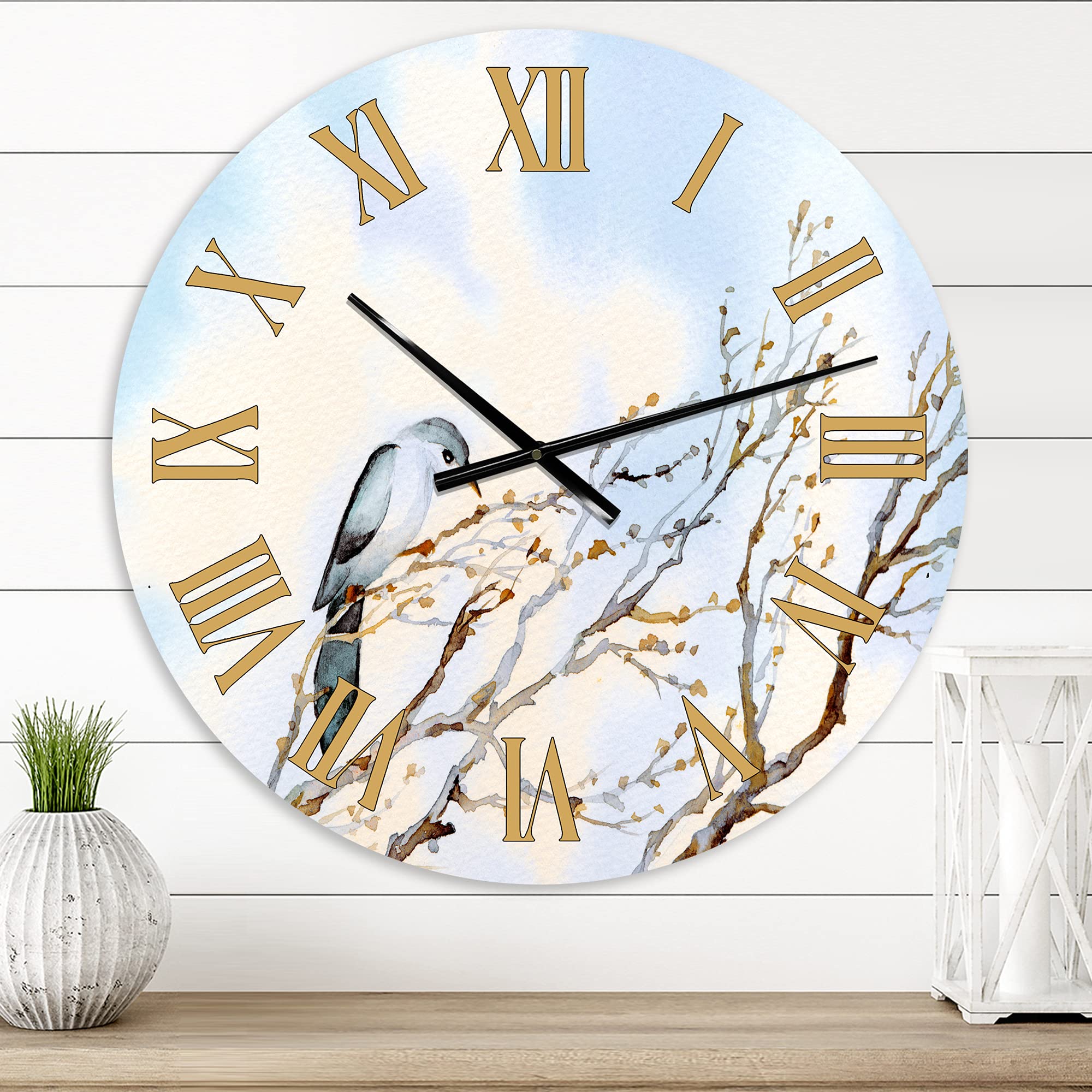 DesignQ Traditional Large Wall Clock - Vintage 'Big Old Dead Barren Twig Yard' Animal Theme - Perfect for Living Room, Bedroom & Office Decor | Silent Non-Ticking Home Wall Art