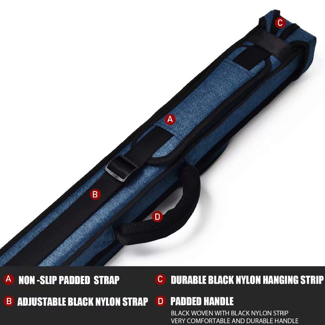 Collapsar 2X2 Pool Cue Hard Case - Durable Nylon/Leatherette Billiard Stick Carrying Case for Secure Storage & Travel