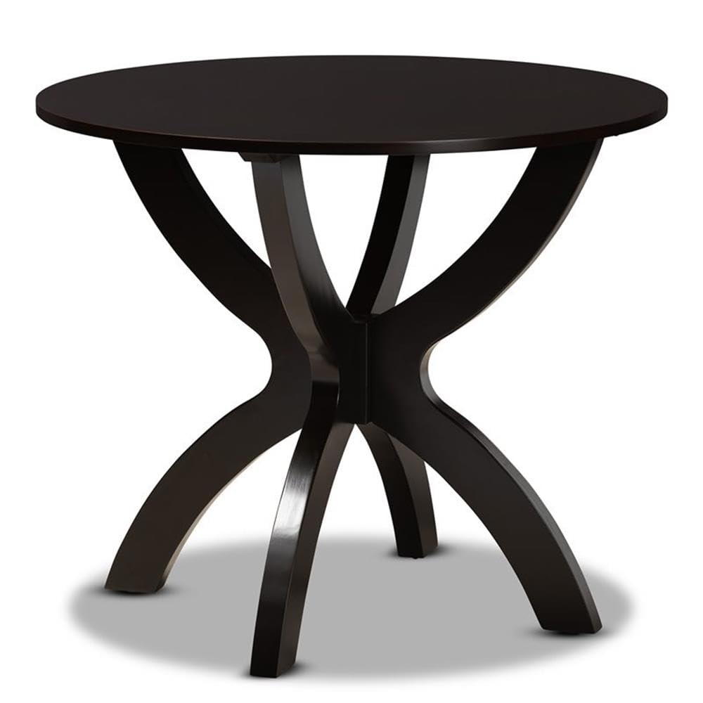 Baxton Studio Anila 5-Piece Modern Dining Set - Dark Brown Wood Table & Chairs for Contemporary Home, Kitchen, or Small Space Dining Room