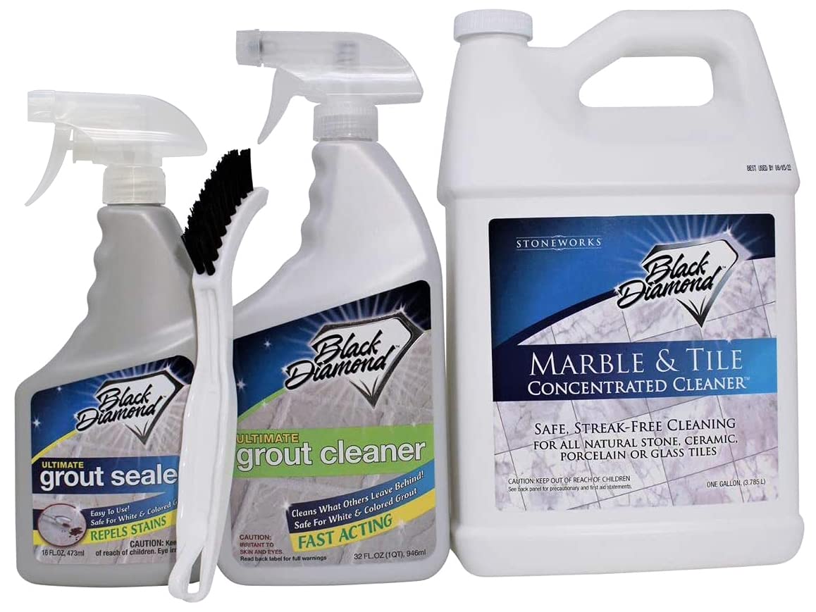 Black Diamond Stoneworks Ultimate Grout Sealer & Cleaner - Professional Marble, Tile & Grout Protection (1 Pint/Quart/Gallon) - Perfect for Bathroom, Kitchen & Shower Tile Maintenance