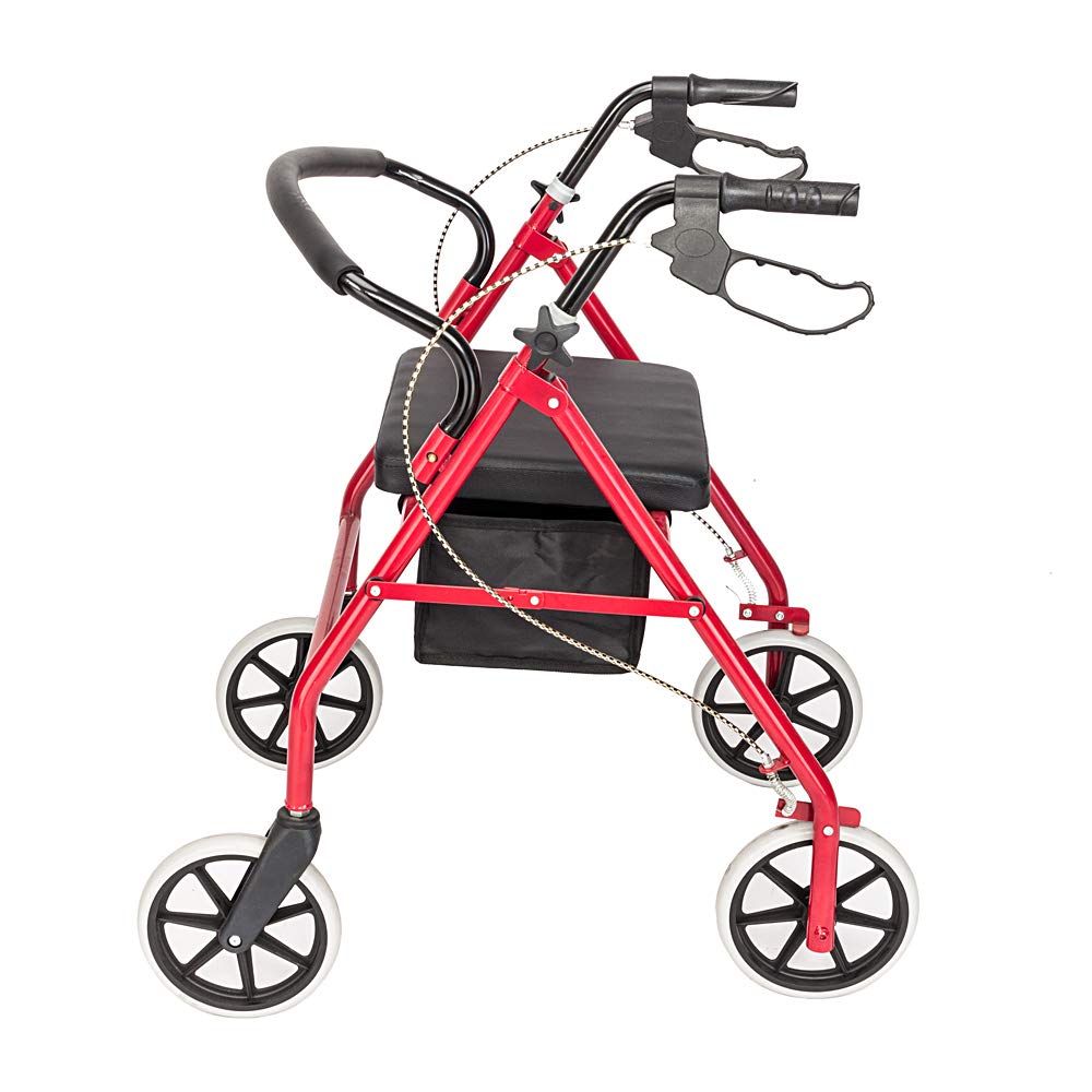 GT4-LY Heavy Duty Rolling Walker with Wheels - Black & Red - Ideal for Seniors & Mobility Assistance - Indoor & Outdoor Use