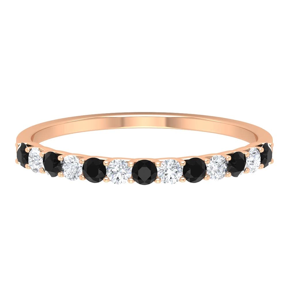 1/2 CT Lab-Created Black & White Diamond Ring - 14K Solid Gold Half Eternity Band - Certified Ethical Alternative for Anniversary & Wedding Jewelry Gifts