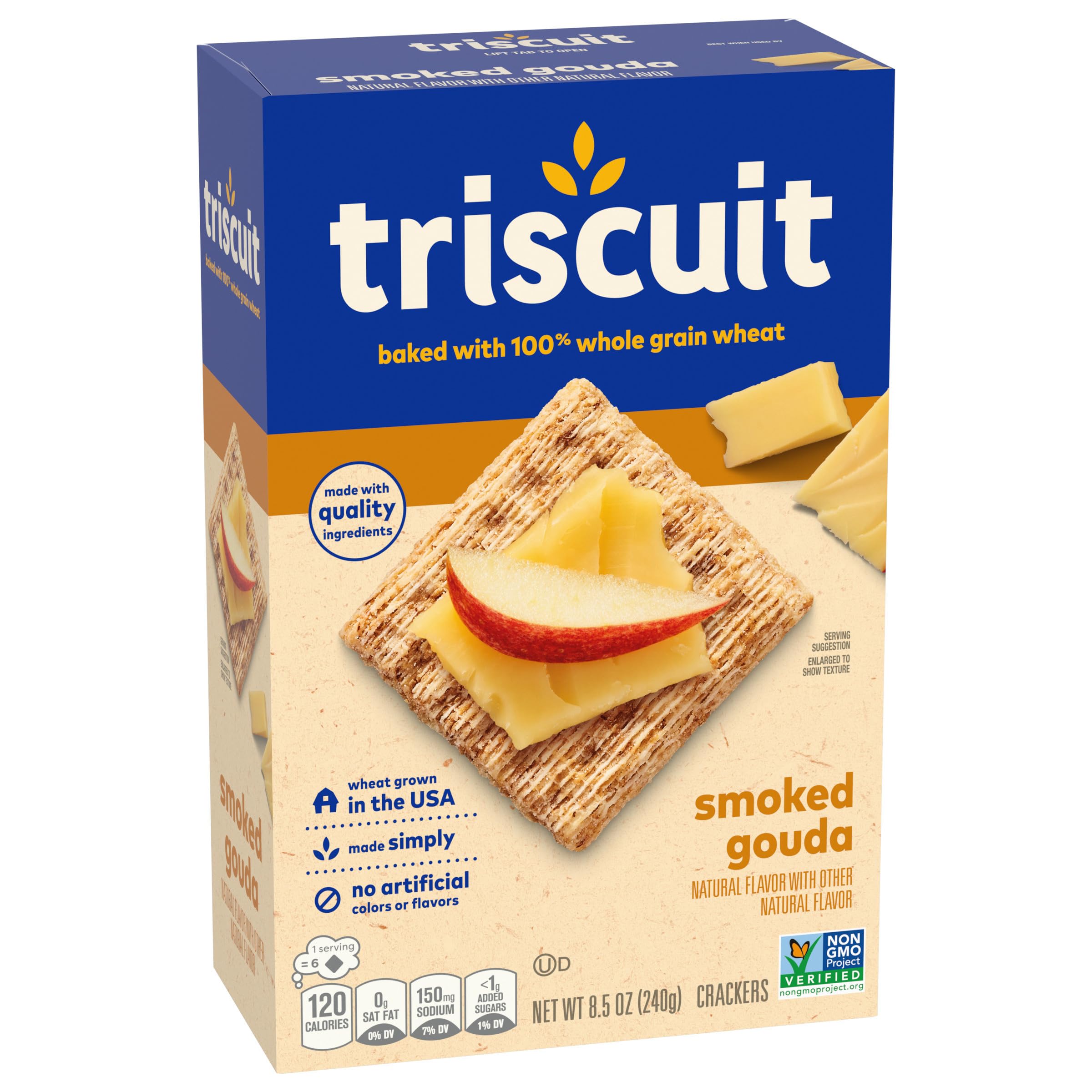 Triscuit Smoked Gouda Whole Grain Wheat Crackers - Healthy Lunch Snacks & Party Crackers (8.5 oz) | Perfect for Office, School & Picnics