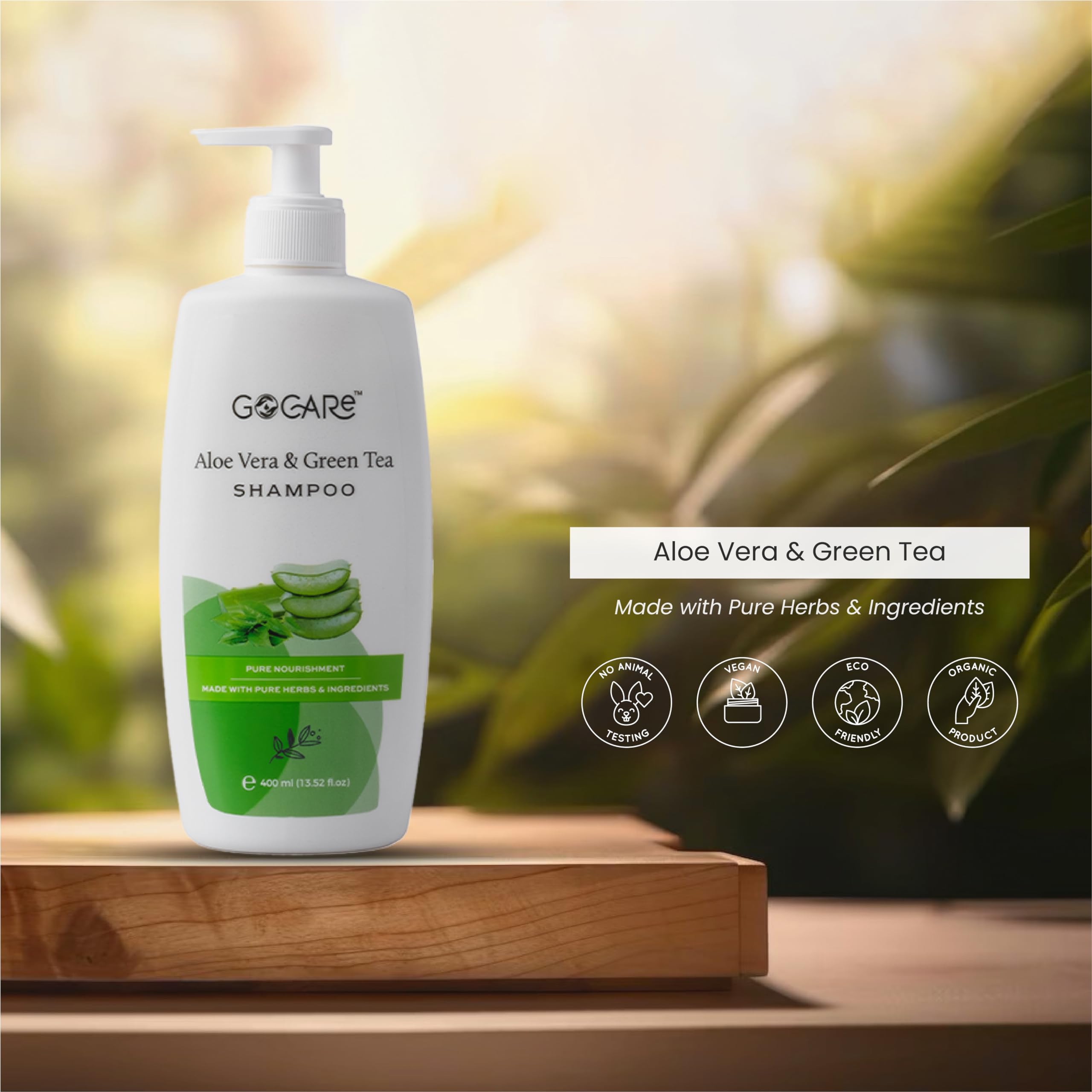 **GOCARE Aloe Vera & Green Tea Shampoo for Hydration & Scalp Soothing – Sulfate & Paraben Free, No Harsh Chemicals – 400ml for Dry, Weak, Dull Hair – Perfect for Daily Use & Sensitive Scalp Care**