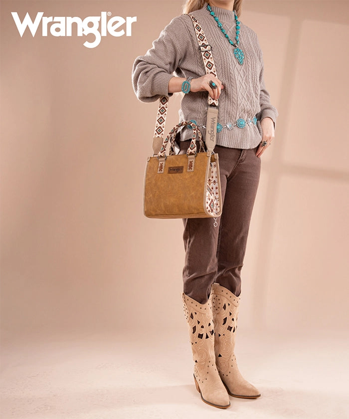Wrangler Aztec Print Tote Bag for Women - Stylish & Durable Cotton Shoulder Bag - Perfect for Shopping, Beach, Work & Travel