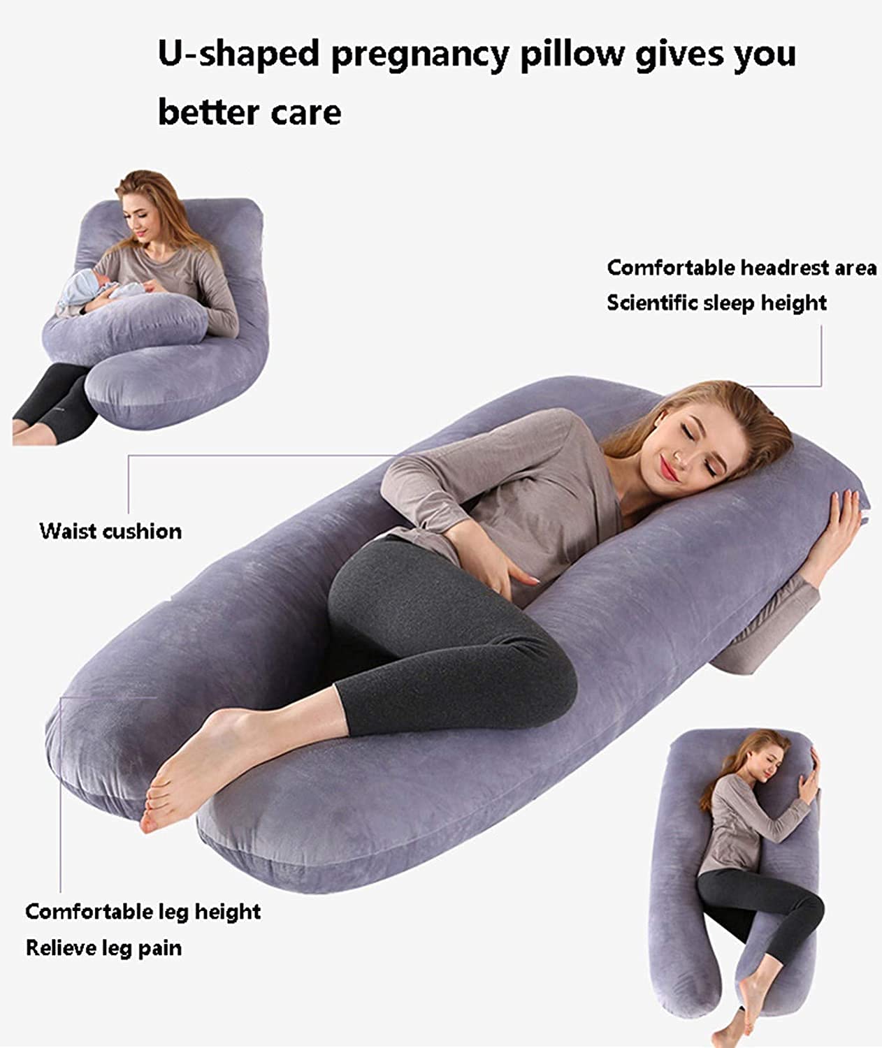 Best U-Shaped Pregnancy Pillow for Sleeping - Maternity Support Pillow for Back & Hips Relief - Comfortable Side Sleeping Pillow for Pregnant Women - Perfect for Nighttime Comfort & Pregnancy Support