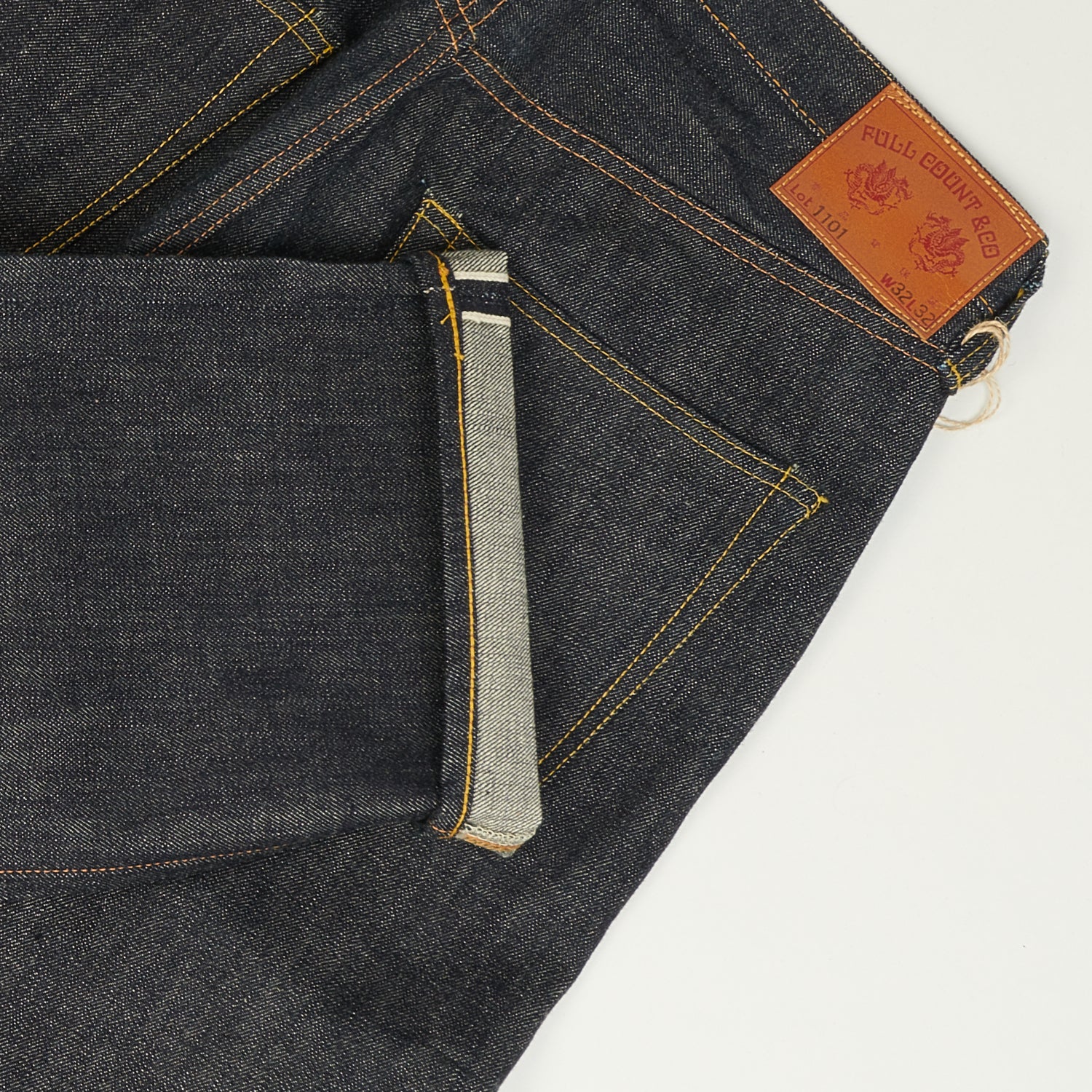 Full Count 1101 13.7oz Raw Denim Jeans - Loose Straight Fit with Plain Pocket | Classic Men's Jeans for Casual Wear & Everyday Style