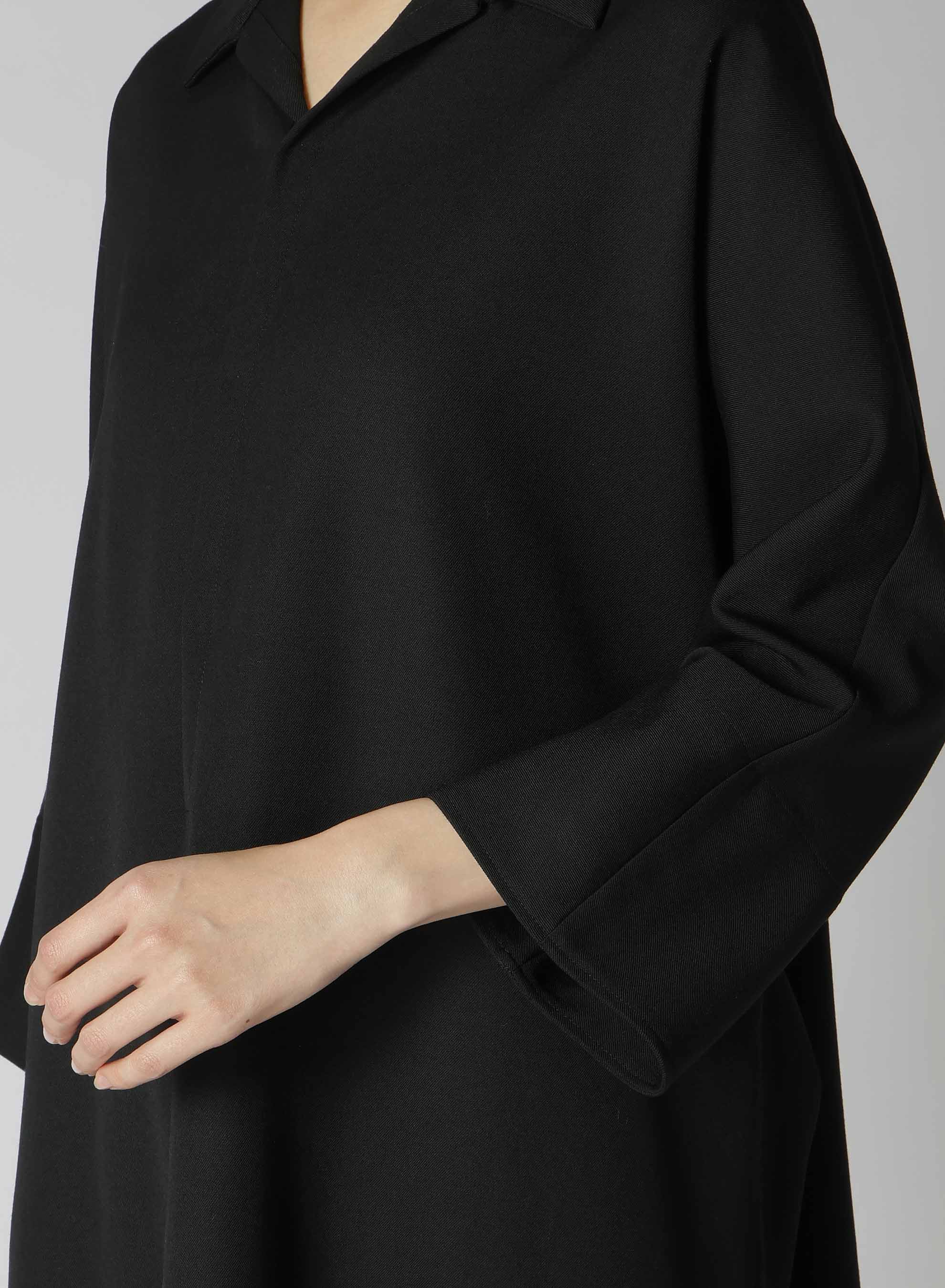 2/60 Wool Gabardine Open Collar Dolman Sleeve Dress for Women | Elegant Office & Party Wear | Comfortable & Stylish Outfit