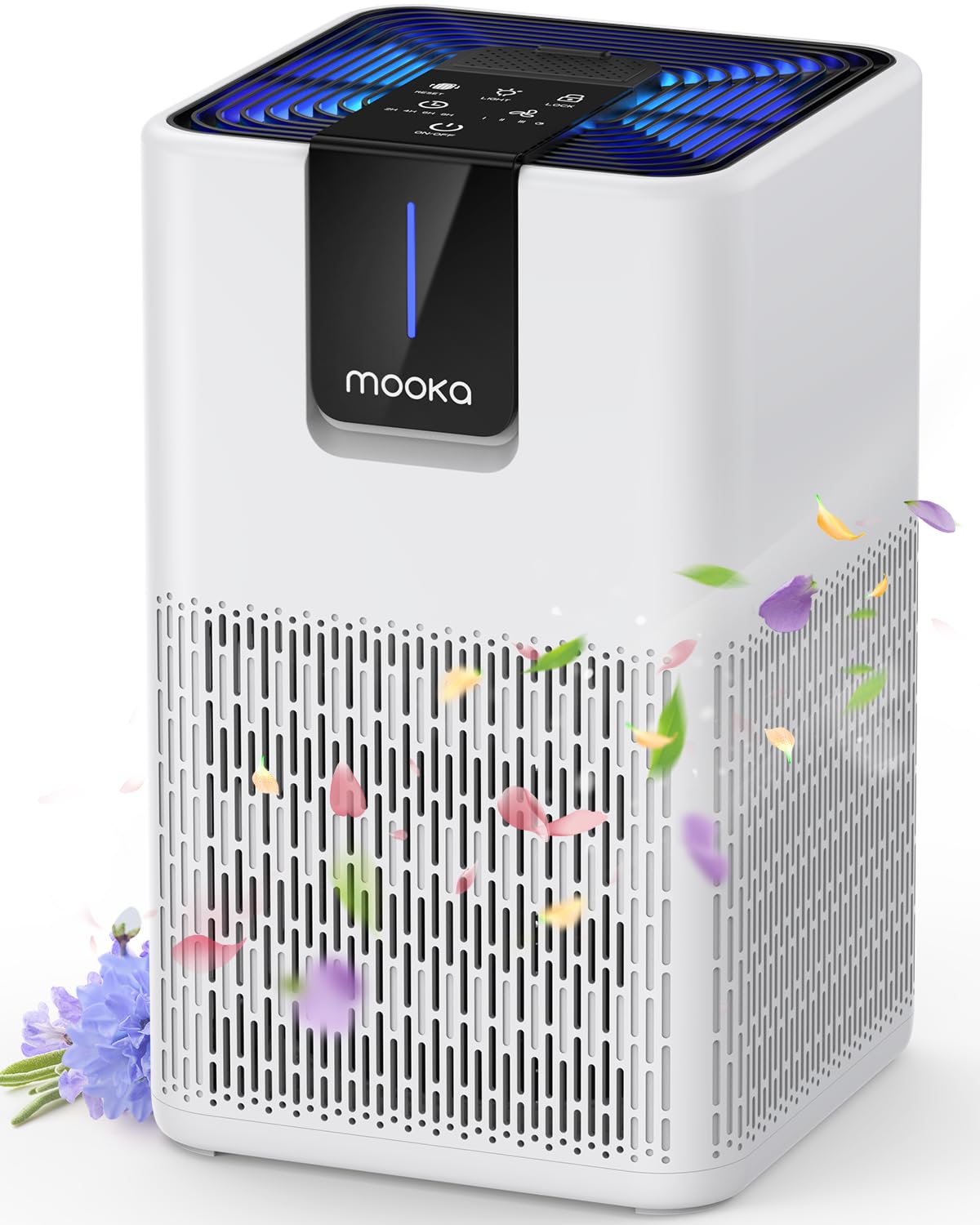 MOOKA H13 True HEPA Air Purifier for Large Rooms up to 1250 Sq Ft - Eliminates Pet Dander, Dust, Smoke & Odors - Ultra Quiet 15dB Sleep Mode with Aromatherapy Function - Perfect for Bedroom, Office & Living Room - Improves Air Quality for Allergy & Asthma Sufferers