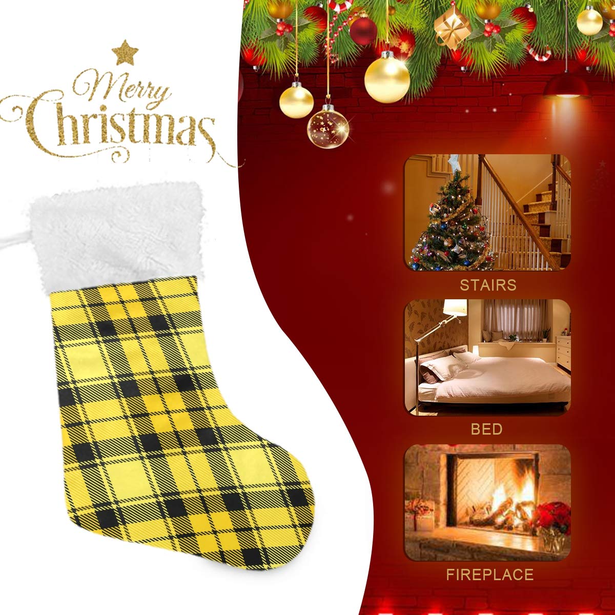 Festive Plaid Christmas Stockings - 17