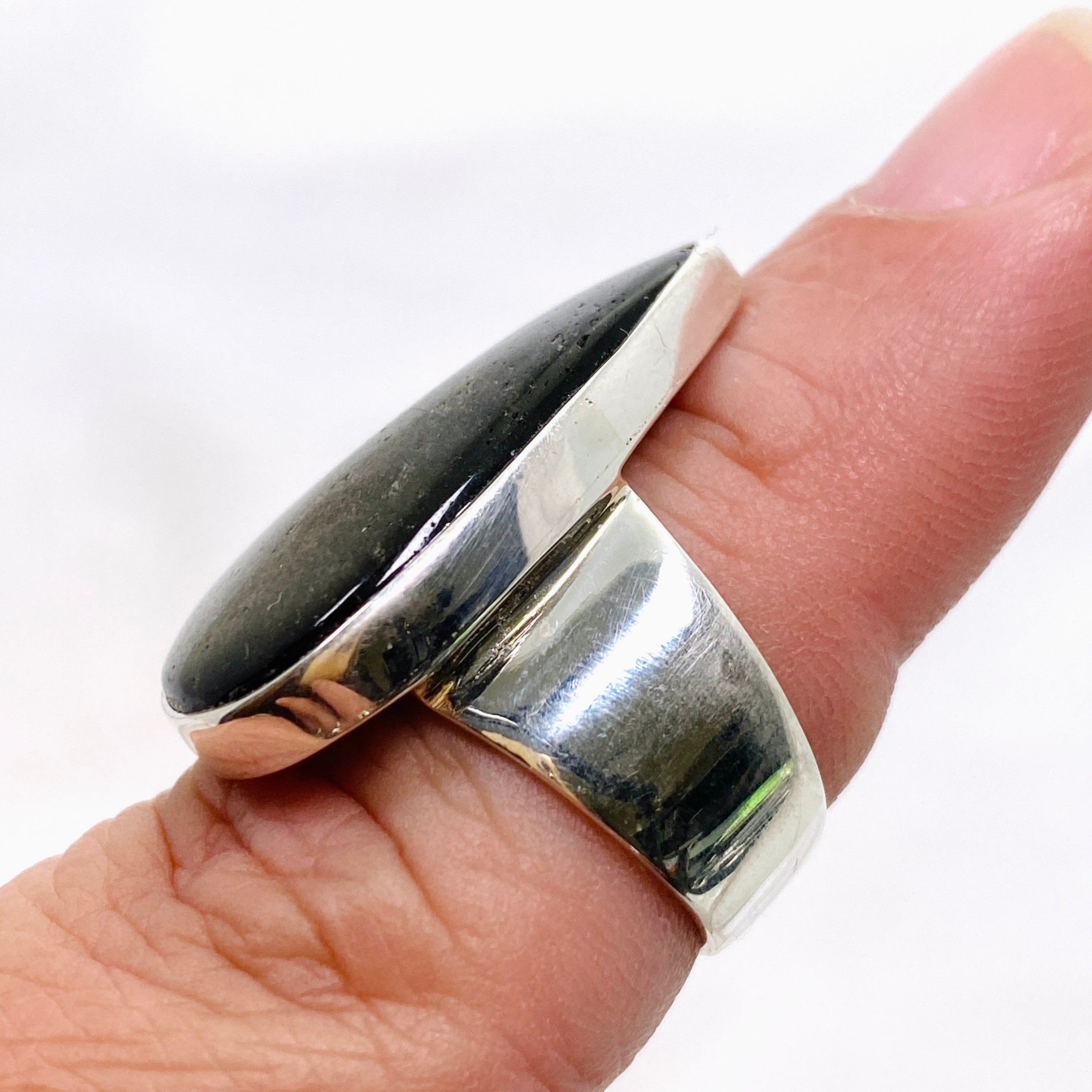 Goldsheen Obsidian Teardrop Cabochon Ring - Size 7 - KRGJ3343 - Elegant Jewelry for Women, Perfect for Weddings, Parties & Special Occasions