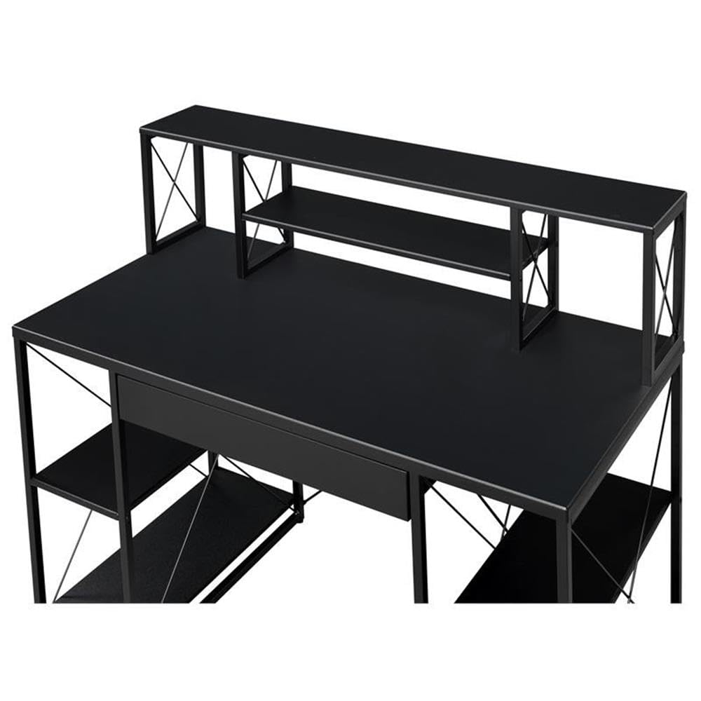 Acme Amiel Black Wooden 1-Drawer Writing Desk with Small Hutch - Compact Home Office Desk for Small Spaces, Study & Dorm Room