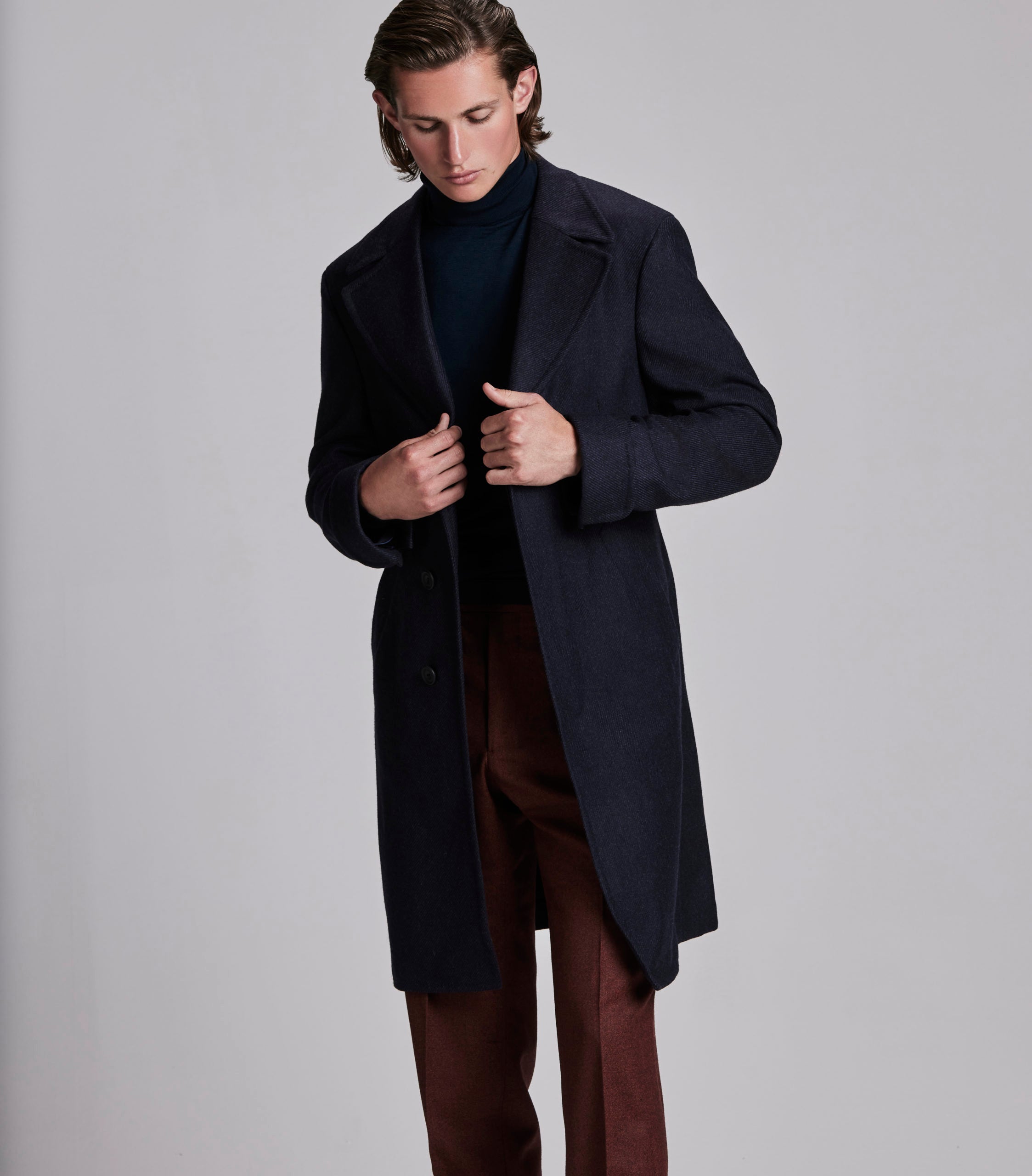 Premium Navy Blue Ulster Cashmere Overcoat for Men - Warm Winter Coat with Classic Style | Perfect for Business, Office & Formal Occasions