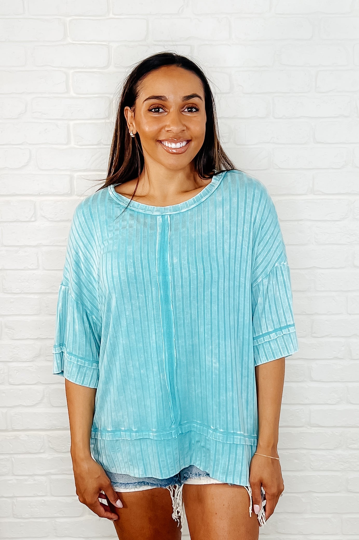 Oversized Basic Top in Turquoise | Loose Fit Casual T-Shirt for Women | Perfect for Everyday Wear, Lounge & Street Style