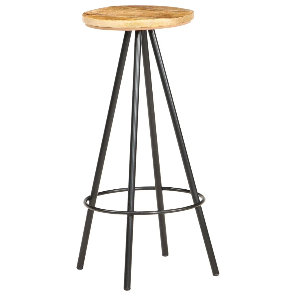 2-Pack Solid Rough Mango Wood Bar Stools - Rustic Kitchen Counter, Pub & Dining Room Chairs for Indoor Use - Perfect for Breakfast Nook, Home Bar & Restaurant Seating