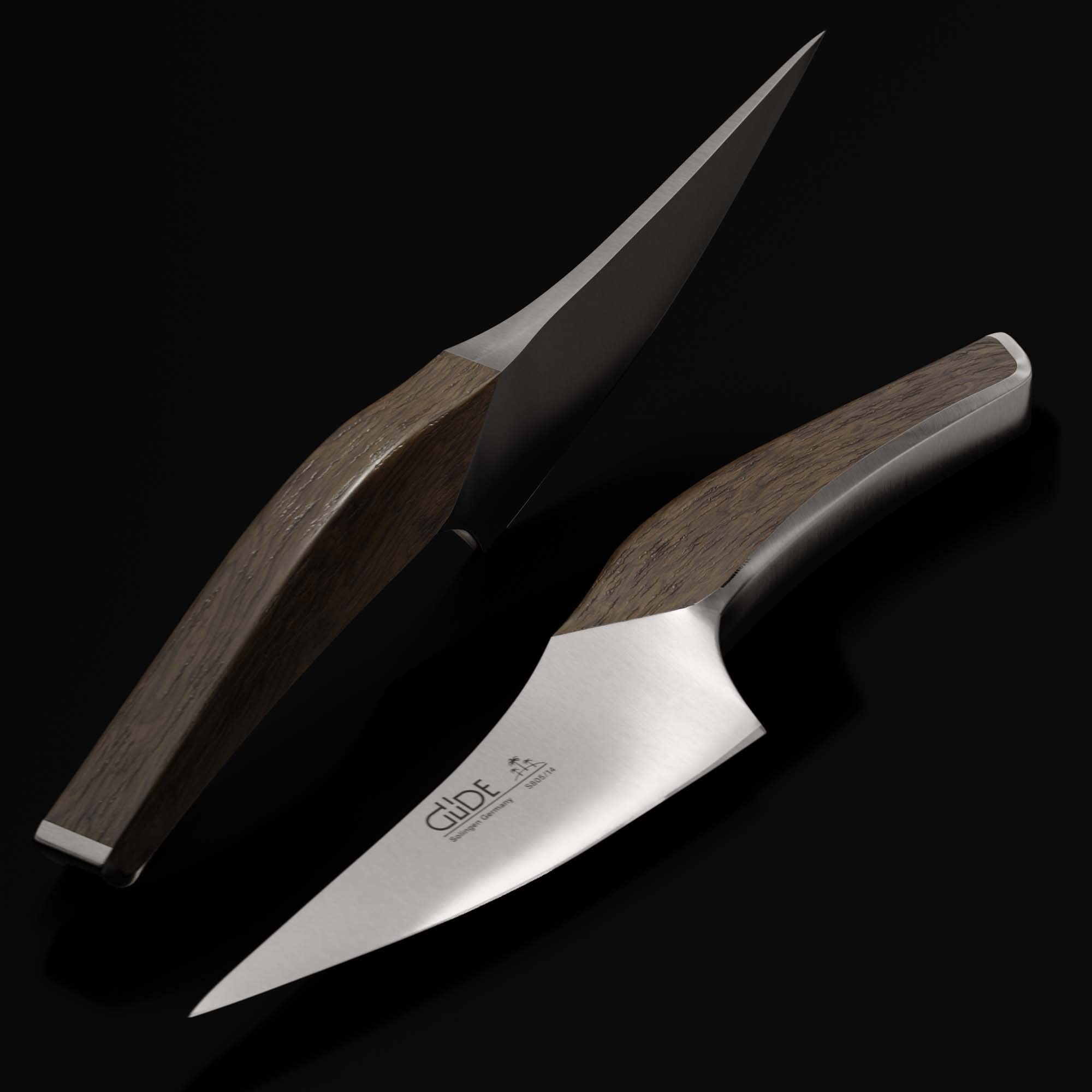 Gude SYNCHROS Series 5-Inch Forged Utility Knife with Smoked Oakwood Handle - Perfect for Camping, Kitchen, and Outdoor Adventures