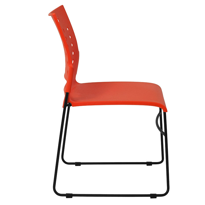 FLASH HERCULES Series 881 lb Capacity Black Sled Base Stackable Chair with Air Vent Back - Heavy Duty Folding Chairs for Events, Banquets, and Conference Rooms