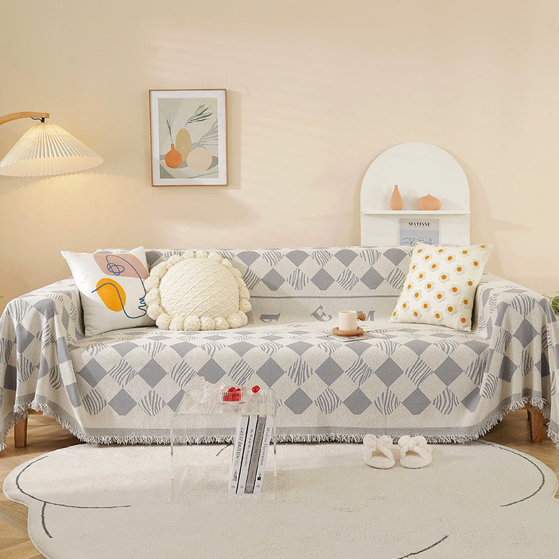 Darcy Chenille Reversible Sofa Cover & Couch Blanket - Soft Stretchable Furniture Protector for Living Room, Bed, Sectional (Grey)