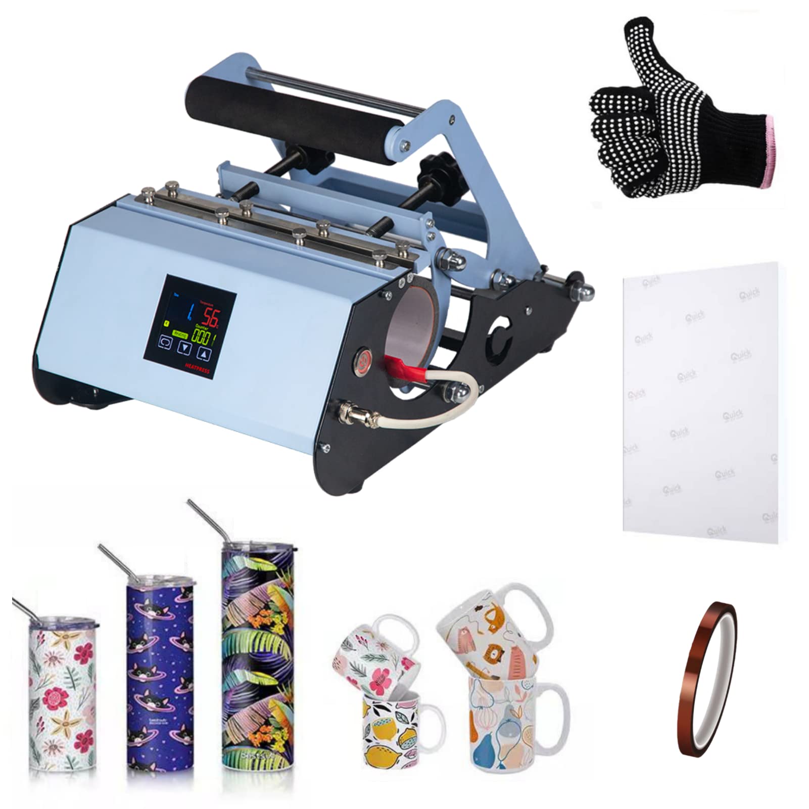 20/30oz Sublimation Tumbler Heat Press Machine for Custom DIY Mugs - Works with 11oz, 15oz, 16oz, 20oz & 30oz Skinny Tumblers - Perfect for Personalized Gifts, Home Business & Craft Projects (AP2137-110V)