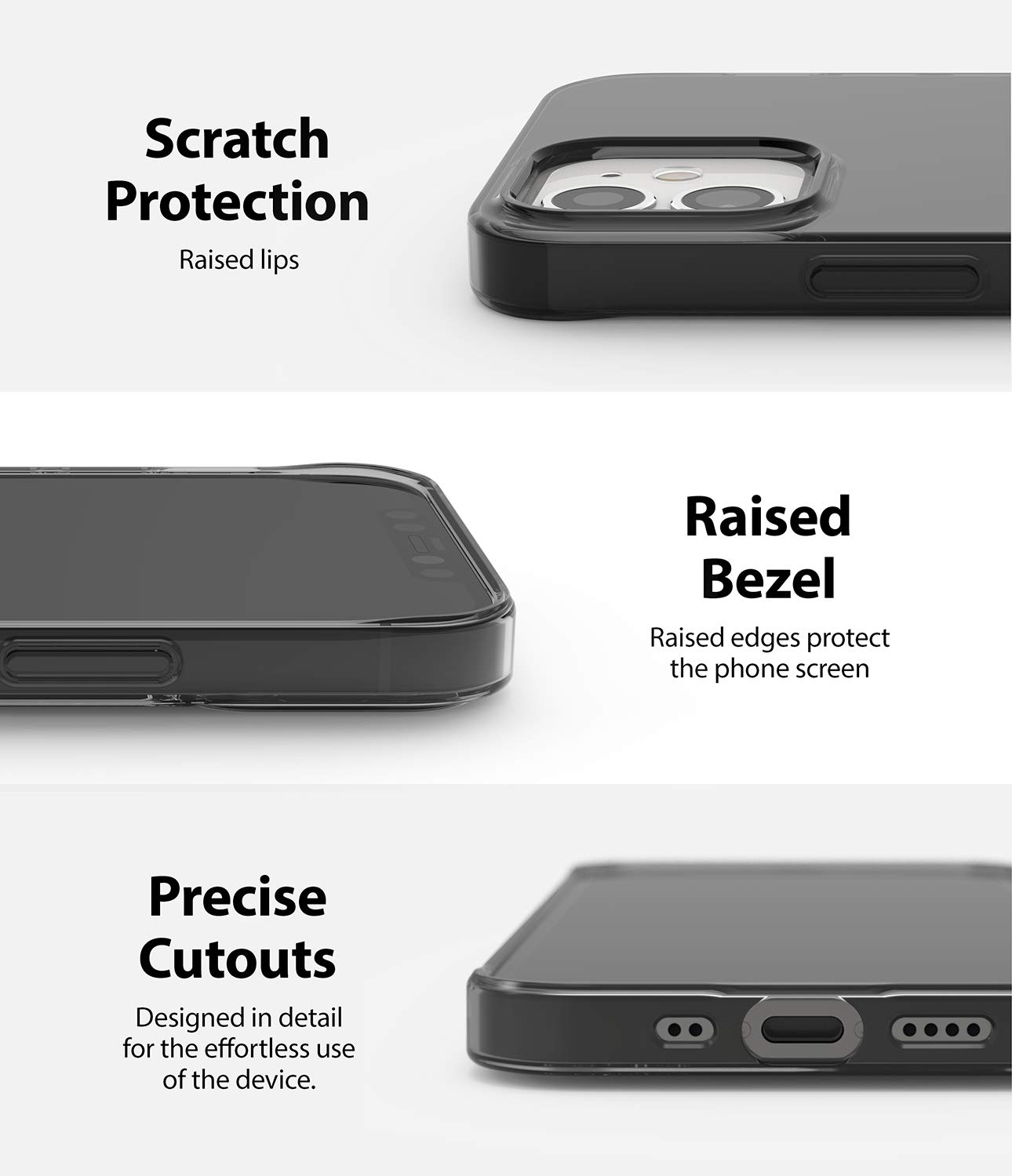 Ringke Air Shoulder Strap Compatible with iPhone 12 Mini Case - Clear TPU Silicone Phone Back Cover with Crossbody Necklace Lanyard for 5.4-inch (2020) - Smoke Black | Perfect for Travel, Shopping & Hands-Free Convenience
