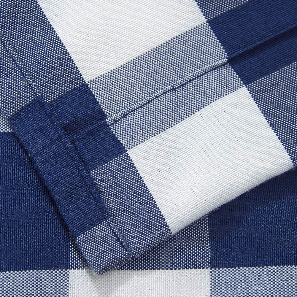 Farmhouse Blue Buffalo Check Thermal Curtains - Insulated for Small Windows & Home Decor