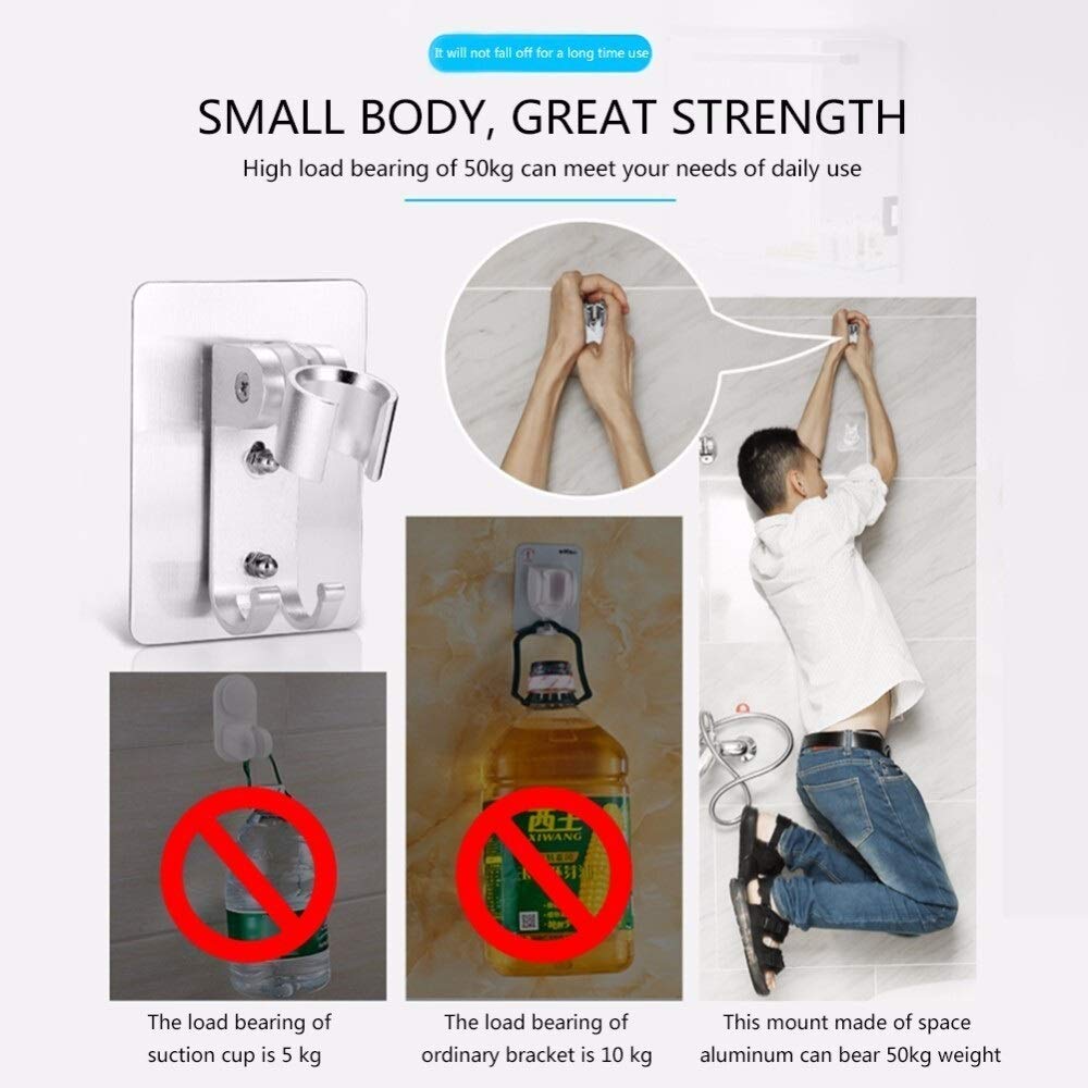 Strong Adhesive Shower Head Holder - Wall Mounted Gel Shower Shelf & Bracket Stand for Handheld Shower Heads | Bathroom Organizer & Bathing Accessories | Perfect for Small Spaces, Apartments & RV Showers