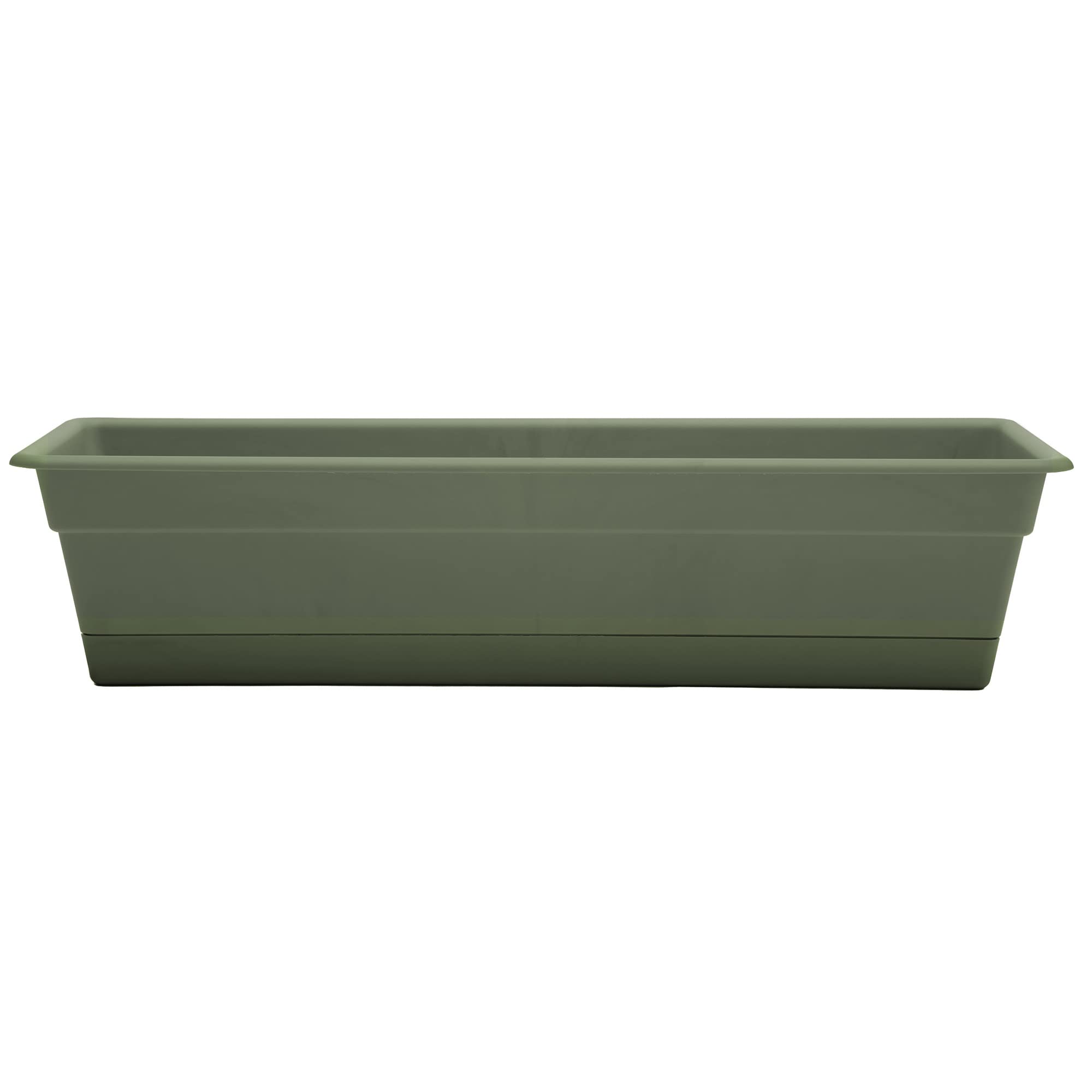 Dura Cotta Window Box Planter 30 Inch - Large Weatherproof Resin Flower Box with Removable Drainage Tray - 4 Gallon Capacity for Indoor & Outdoor Gardening - Perfect for Windowsills, Balconies, Patios and Home Decor