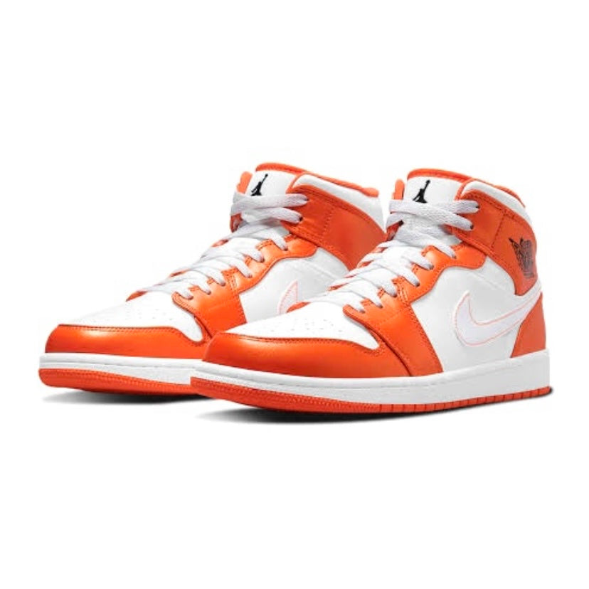 Air Jordan 1 Mid Sneakers - Metallic Orange Basketball Shoes for Men | High-Top Court Style for Casual Wear & Street Fashion