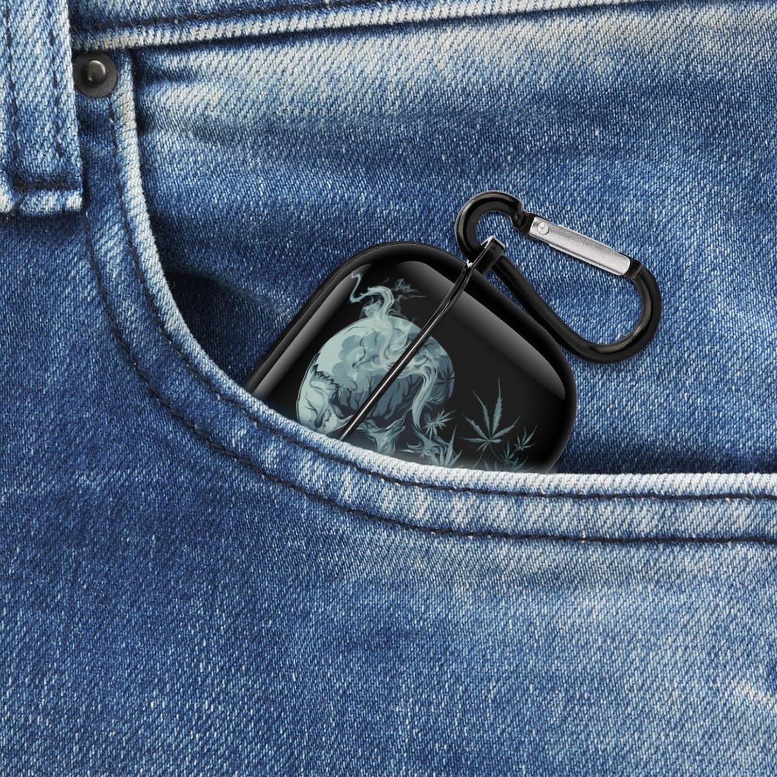 Skull-Shaped Bluetooth Earbuds Case - Weed Smoking Design, Portable Headphone Storage for AirPods 3 - Protective Cover for Travel, Gym & Outdoor Activities