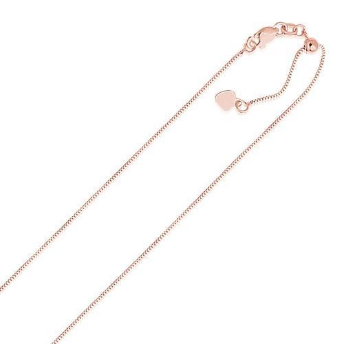 14K Rose Gold Adjustable Box Chain Necklace - 0.7mm Thin, 22 Inch Length - Perfect for Layering, Gifts & Everyday Elegance