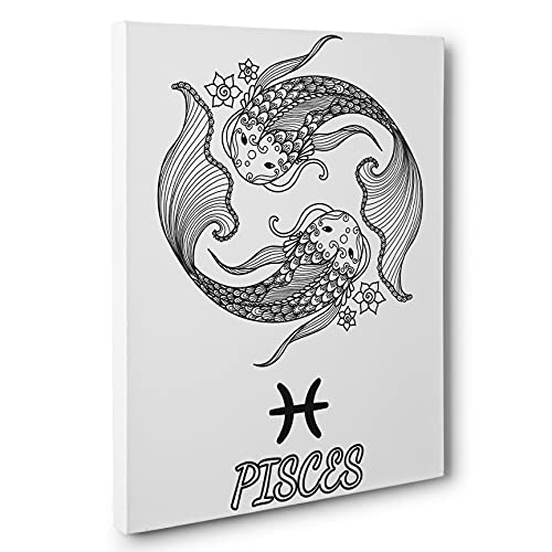 Pisces Zodiac Coloring Canvas - DIY Wall Art for Home Décor & Relaxation | Perfect for Stress Relief, Meditation & Aquarius Gifts