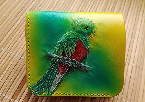 Men's 3D Genuine Leather Handmade Wallet - Carved & Tooled Airbrush Art Design - Perfect for Everyday Use, Gift Giving & Travel Accessories