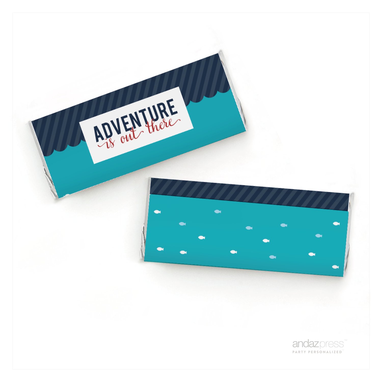 Andaz Press Sail Away Nautical Birthday Chocolate Bar Wrappers - 4 Pack Adventure Themed Labels for Hershey's Chocolate Bars - Perfect for Nautical Parties, Baby Showers & Ocean-Themed Events